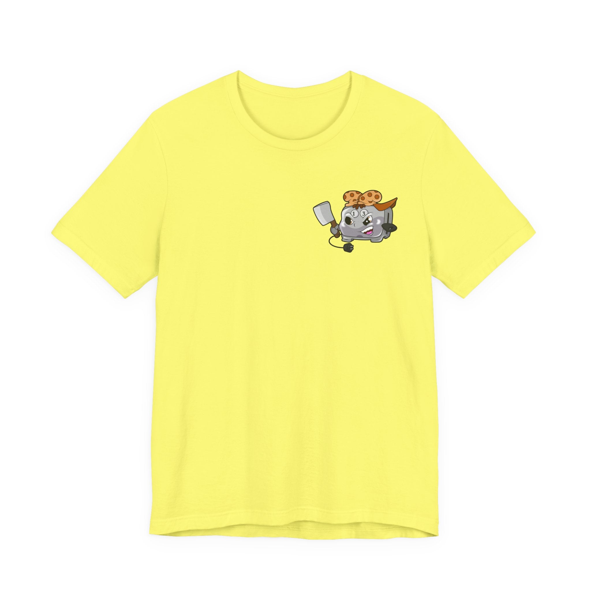 Toaster Chef Cartoon T-Shirt — Cute Toaster with Spatula & Cookie Hat Graphic Tee