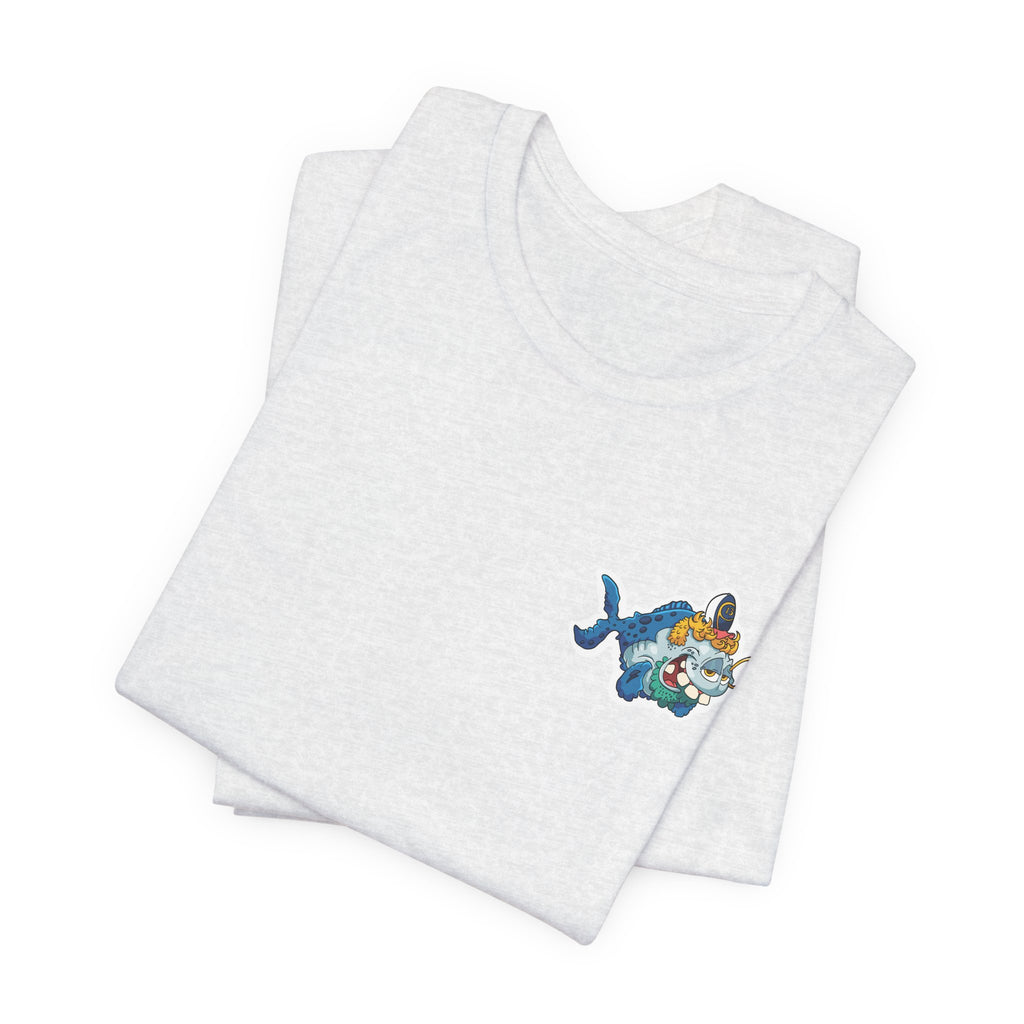 Patriotic Shark Graphic Tee — "Red, Neon & Twang" Vintage Flag Design