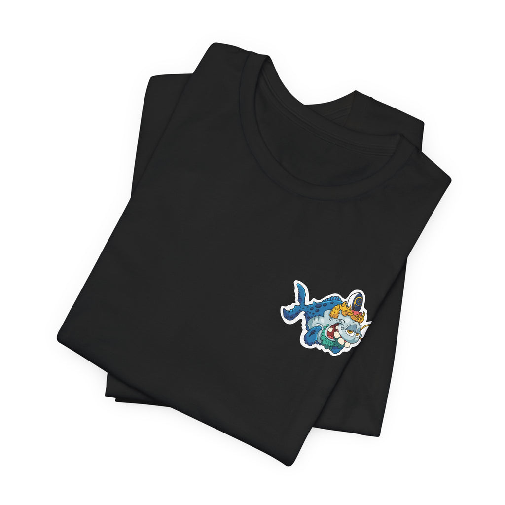 Patriotic Shark Graphic Tee — "Red, Neon & Twang" Vintage Flag Design