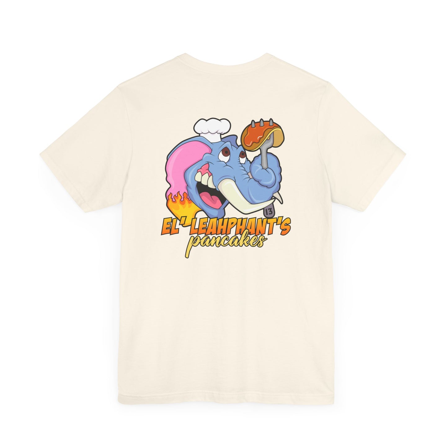 "EL' LEAHPHANT'S" Pancakes w/Logo on Front, Unisex Jersey Short Sleeve Tee