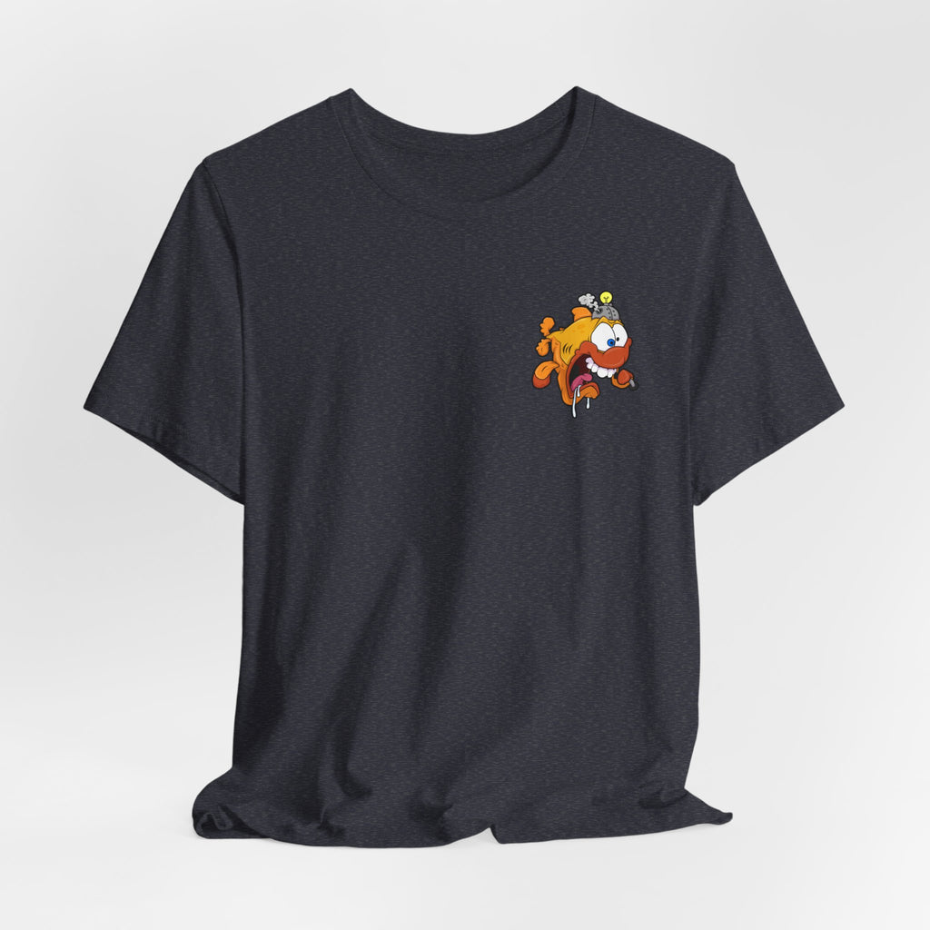 Jellyfish Attack Graphic Tee — Fun Cartoon Surfing Fish Shirt
