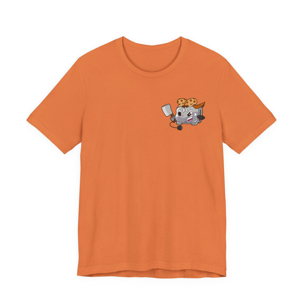 Toaster Chef Cartoon T-Shirt — Cute Toaster with Spatula & Cookie Hat Graphic Tee