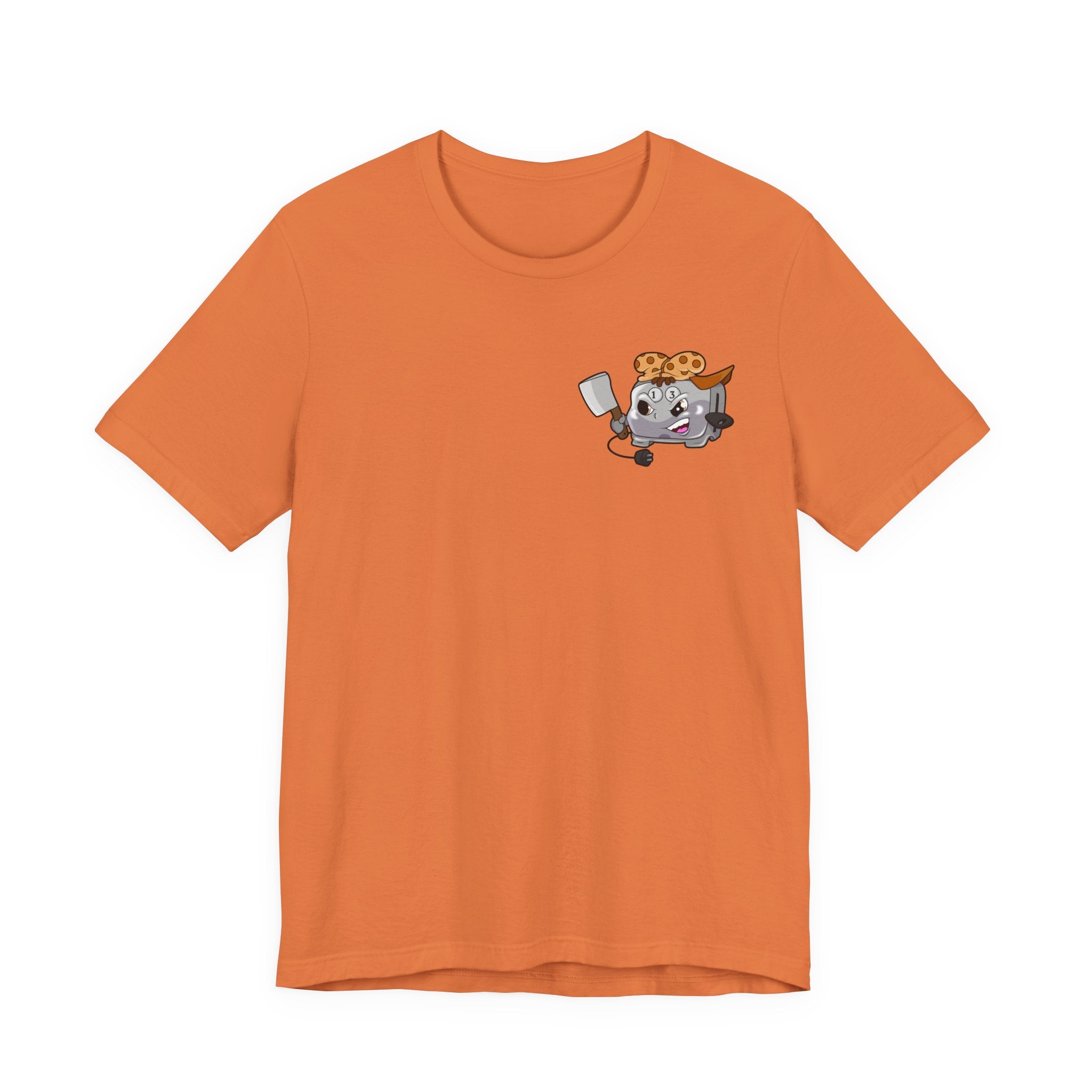 Toaster Chef Cartoon T-Shirt — Cute Toaster with Spatula & Cookie Hat Graphic Tee