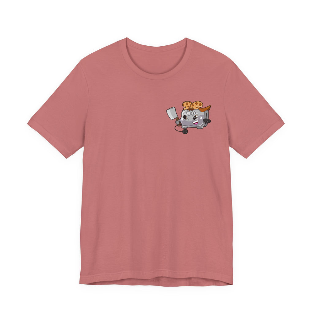 Toaster Chef Cartoon T-Shirt — Cute Toaster with Spatula & Cookie Hat Graphic Tee