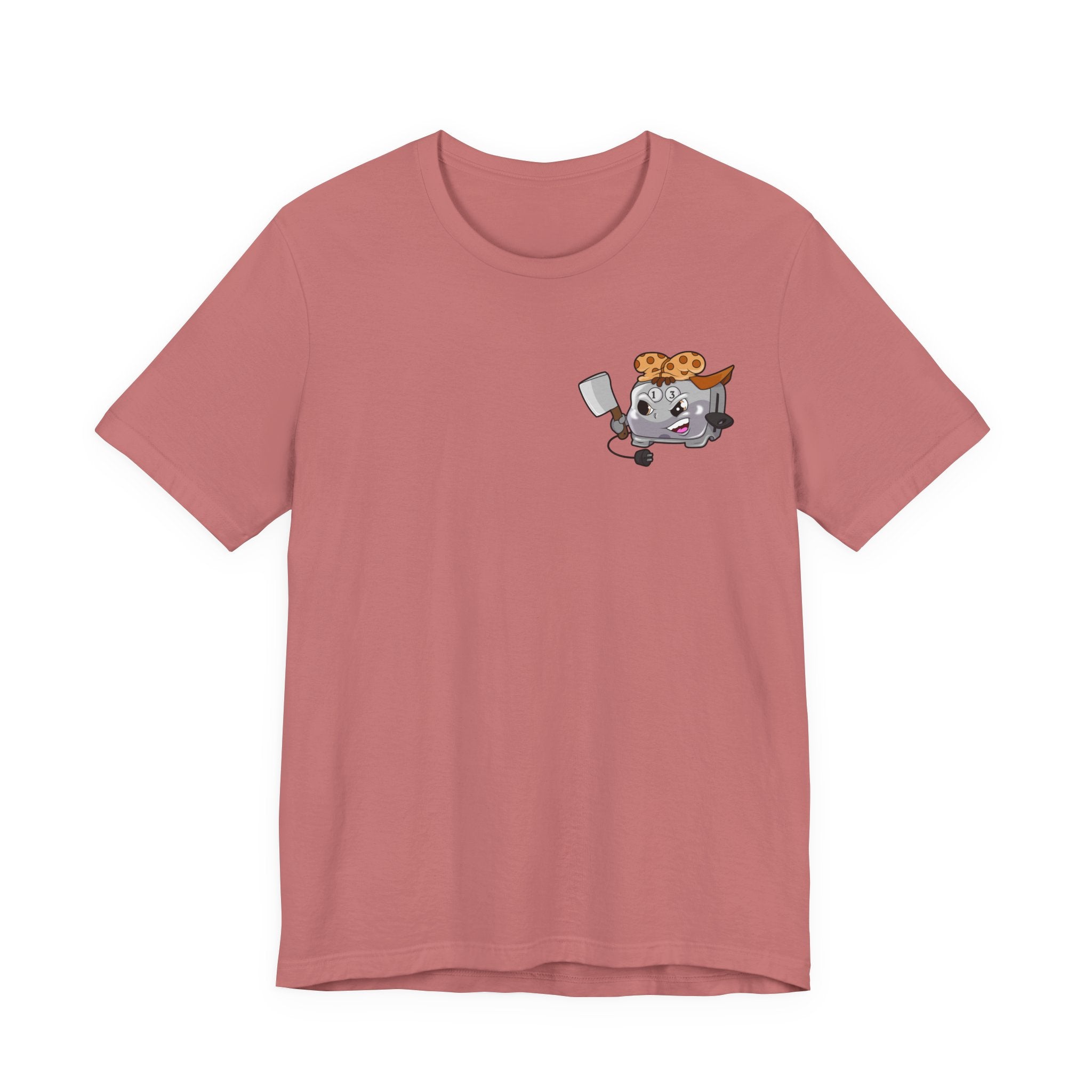Toaster Chef Cartoon T-Shirt — Cute Toaster with Spatula & Cookie Hat Graphic Tee