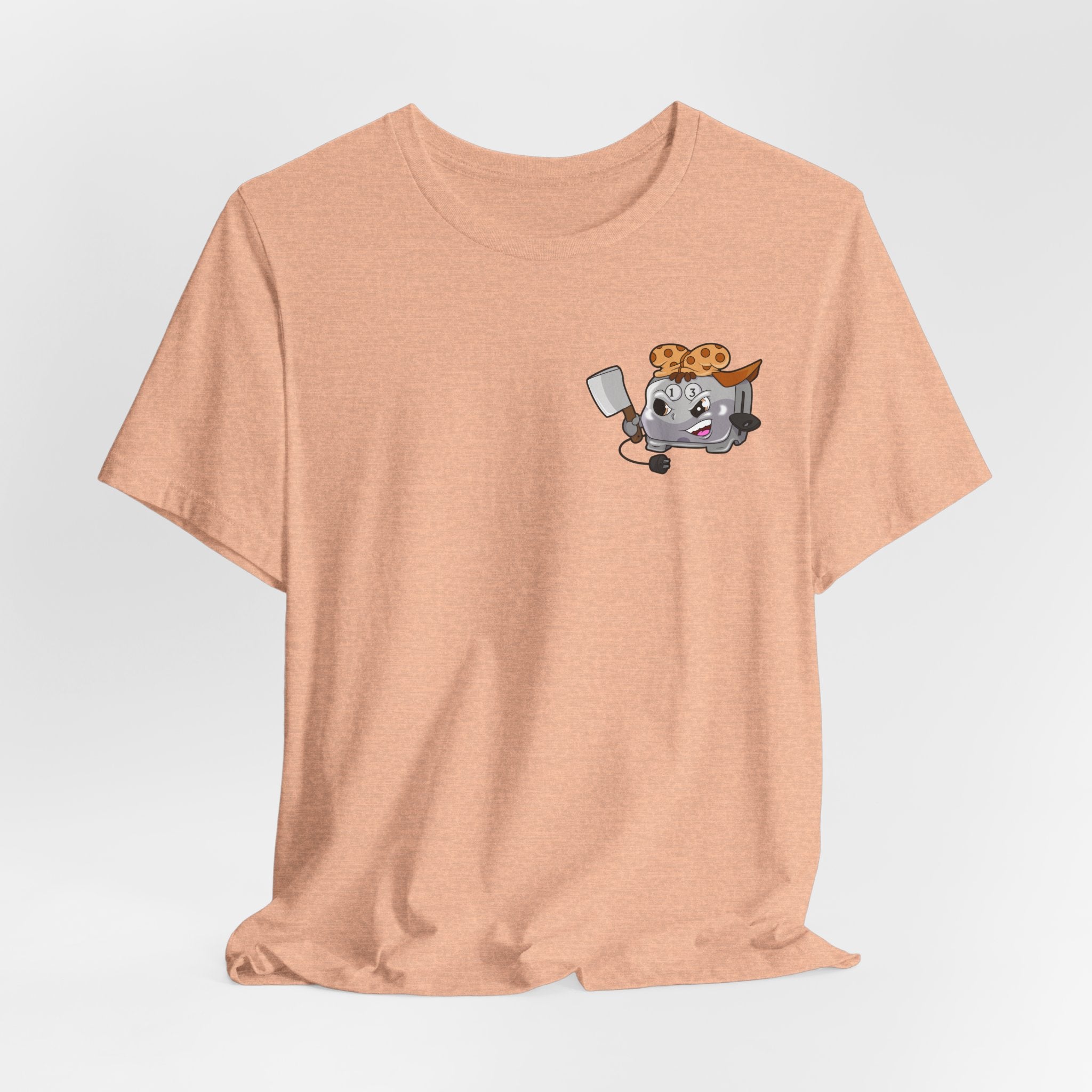 Toaster Chef Cartoon T-Shirt — Cute Toaster with Spatula & Cookie Hat Graphic Tee