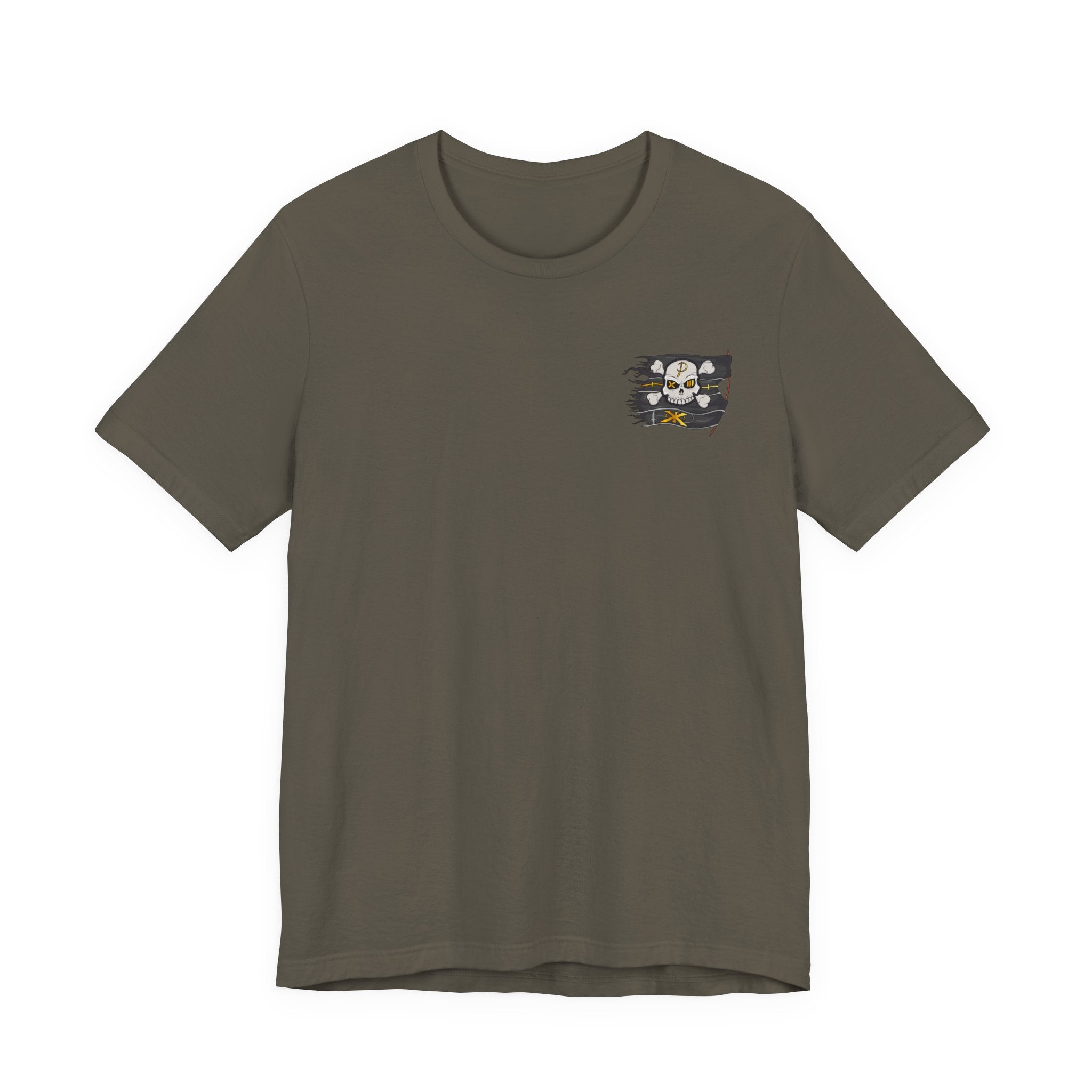 Pirate Skull Flag Tee — Distressed Jolly Roger Graphic T-Shirt