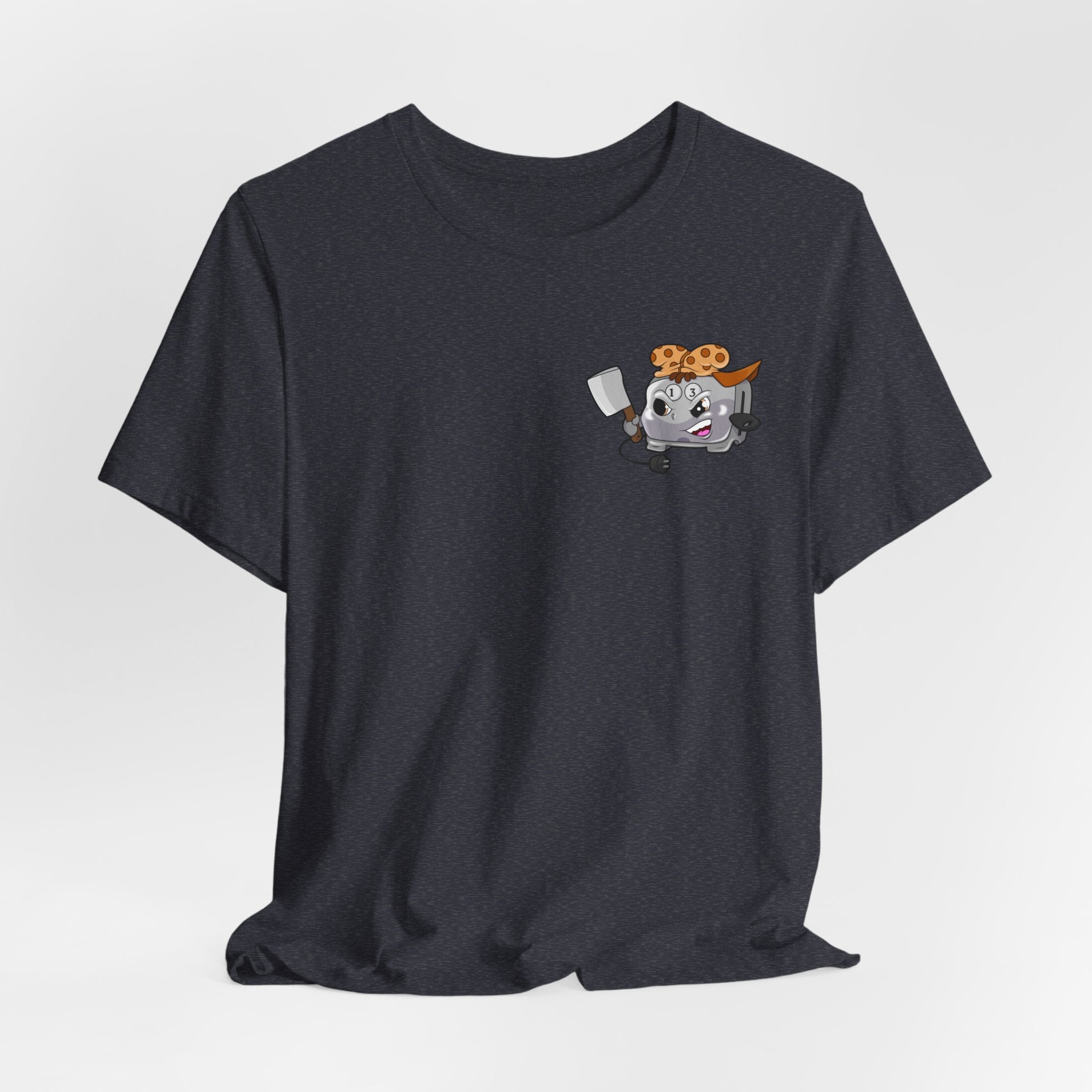 Toaster Chef Cartoon T-Shirt — Cute Toaster with Spatula & Cookie Hat Graphic Tee
