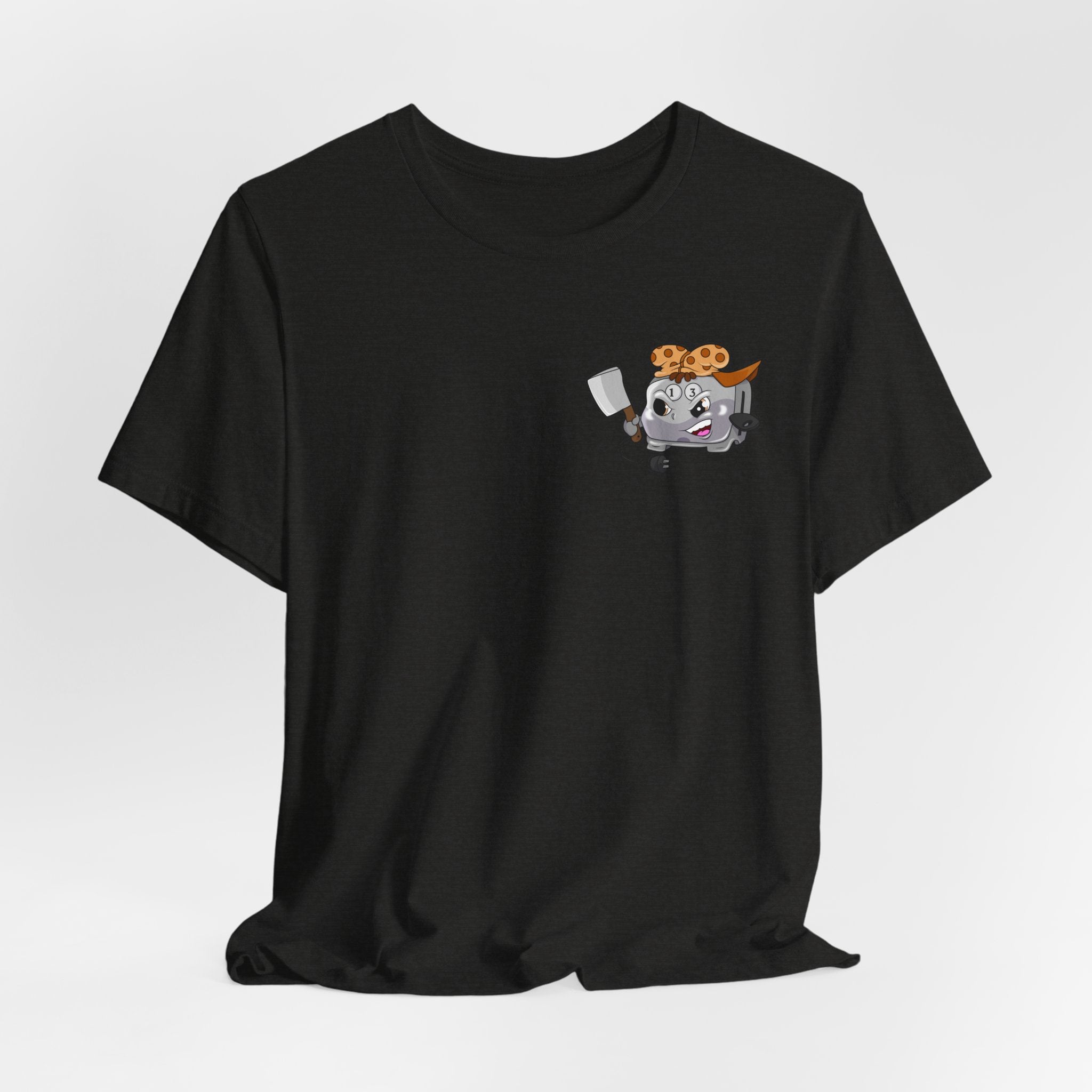 Toaster Chef Cartoon T-Shirt — Cute Toaster with Spatula & Cookie Hat Graphic Tee
