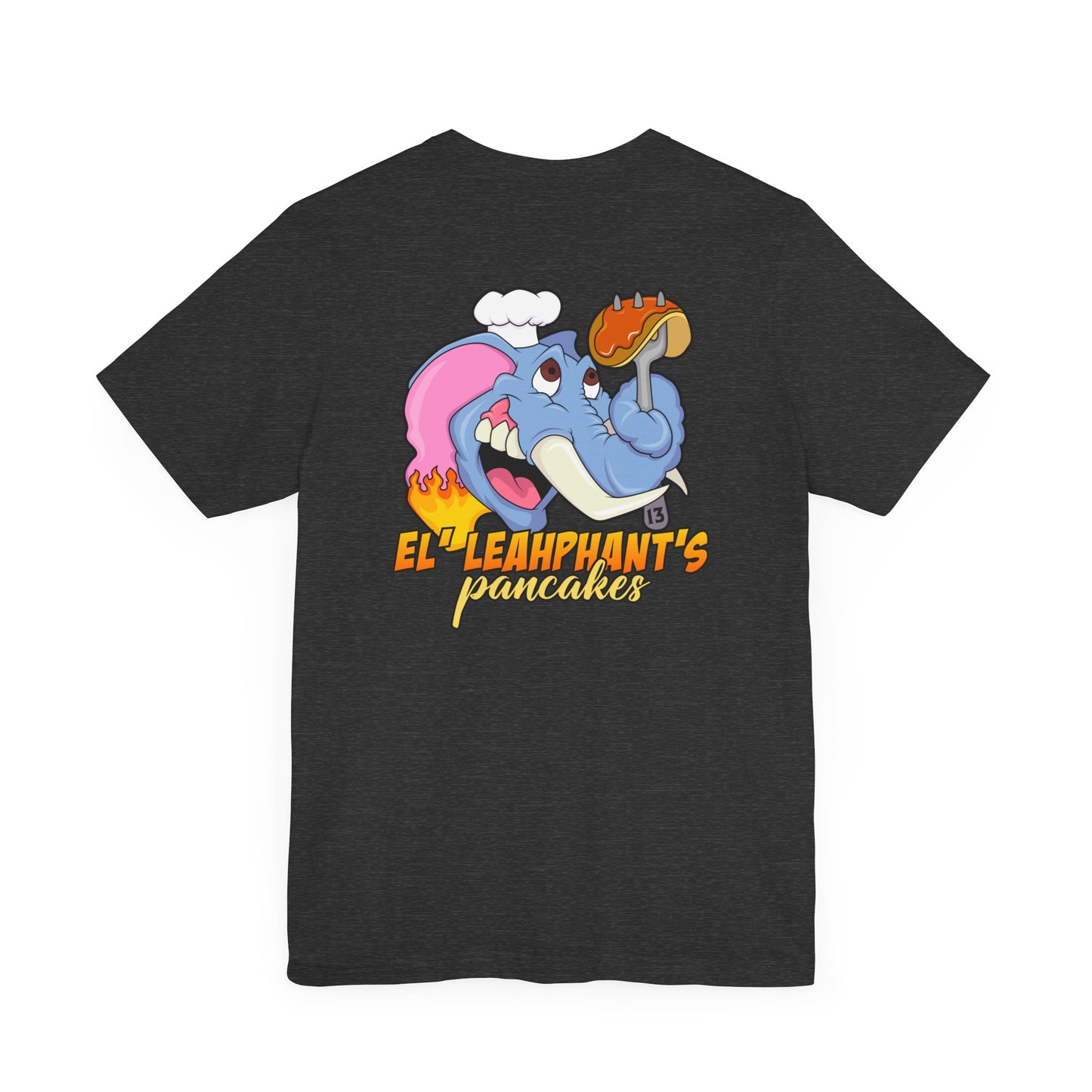 "EL' LEAHPHANT'S" Pancakes w/Logo on Front, Unisex Jersey Short Sleeve Tee