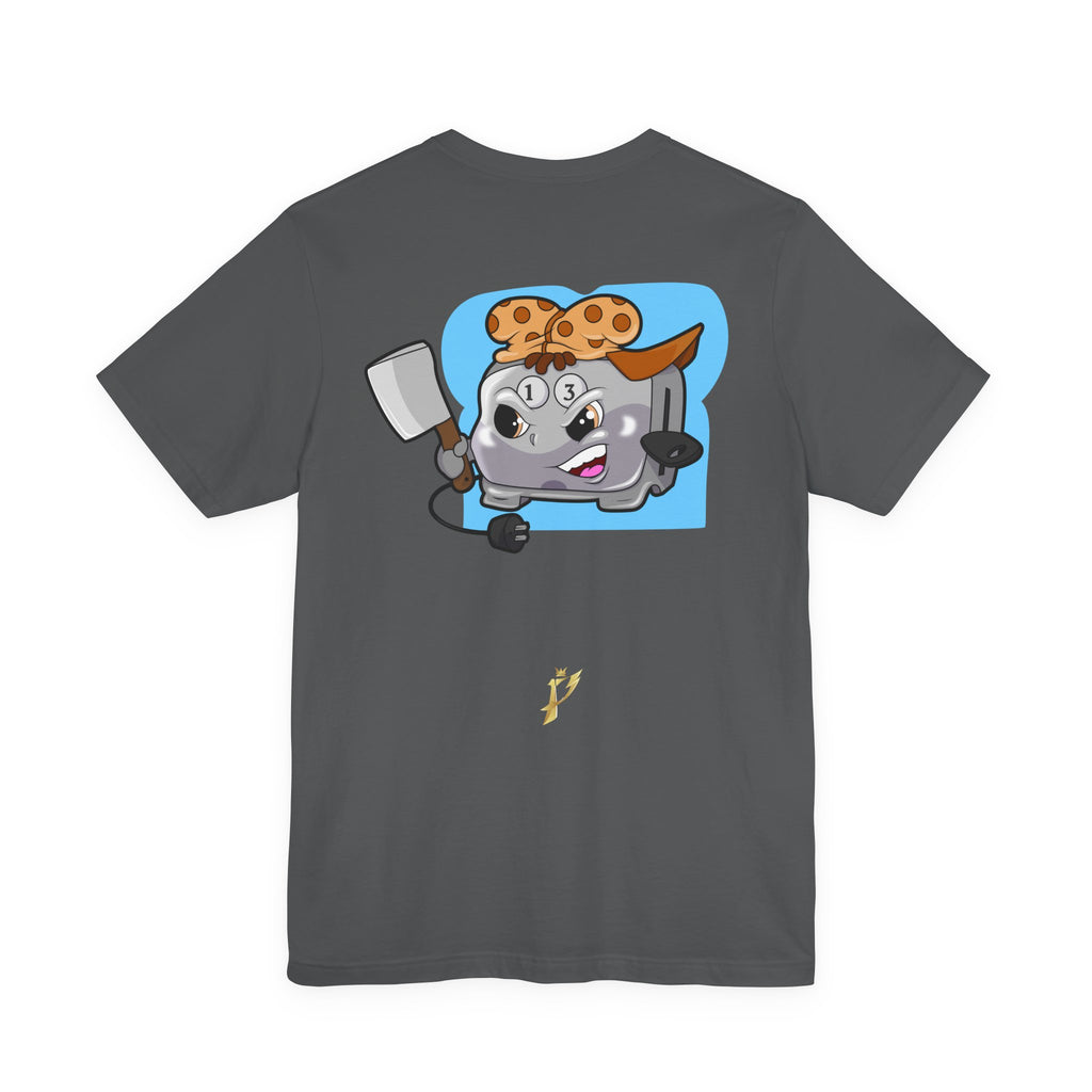 Toaster Chef Cartoon T-Shirt — Cute Toaster with Spatula & Cookie Hat Graphic Tee