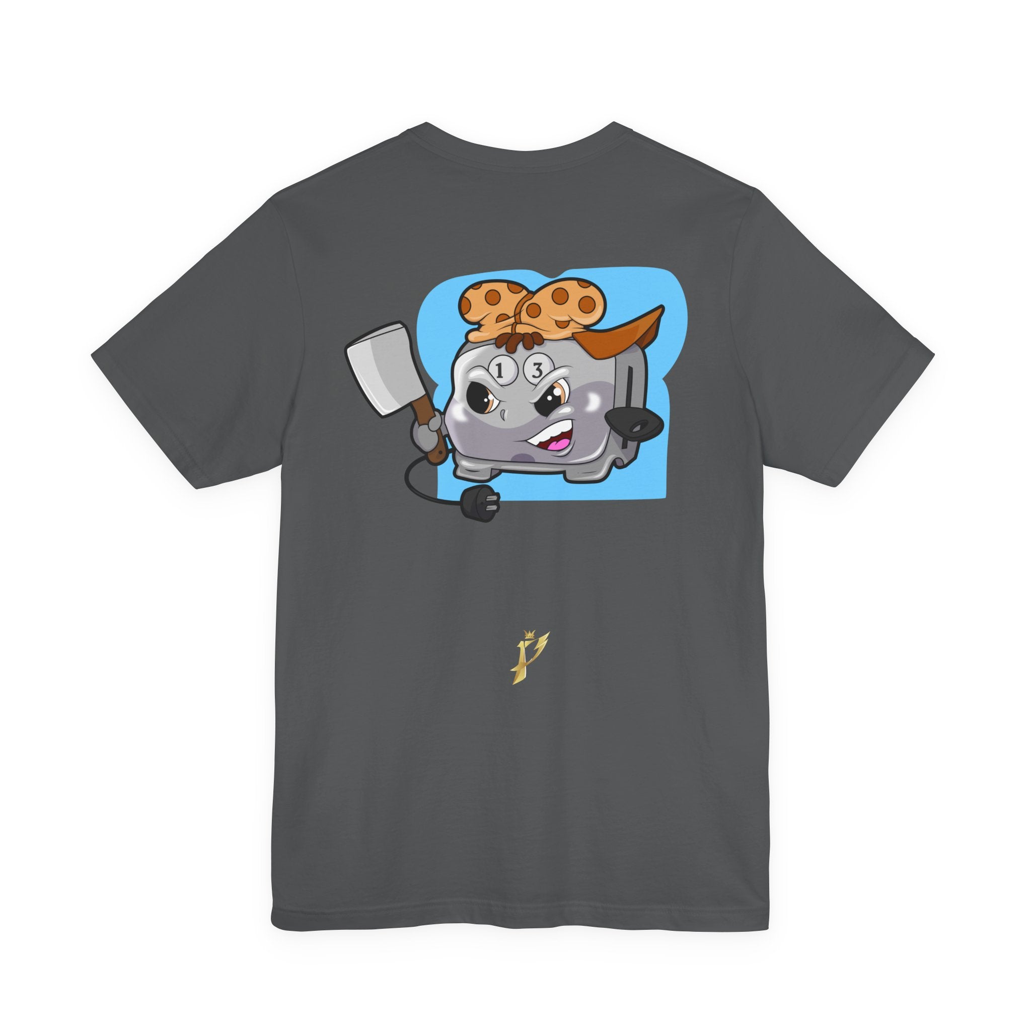 Toaster Chef Cartoon T-Shirt — Cute Toaster with Spatula & Cookie Hat Graphic Tee