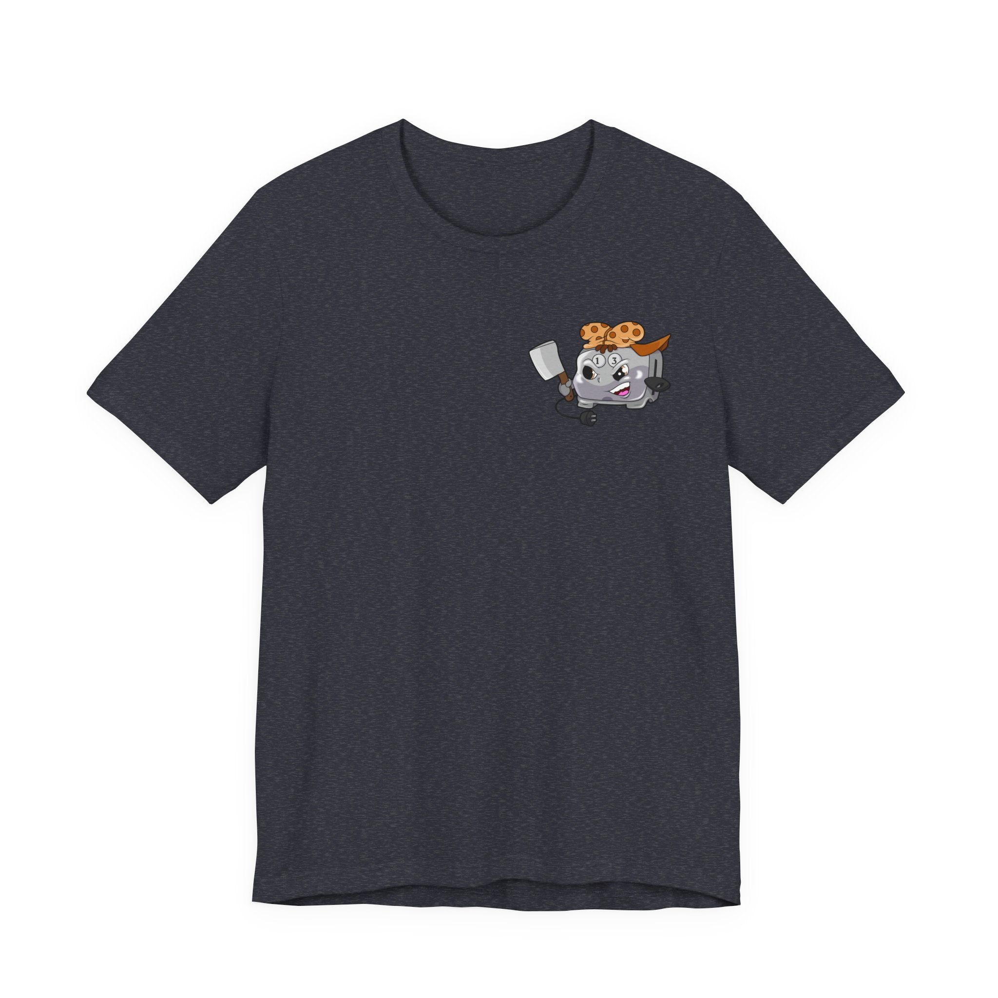 Toaster Chef Cartoon T-Shirt — Cute Toaster with Spatula & Cookie Hat Graphic Tee