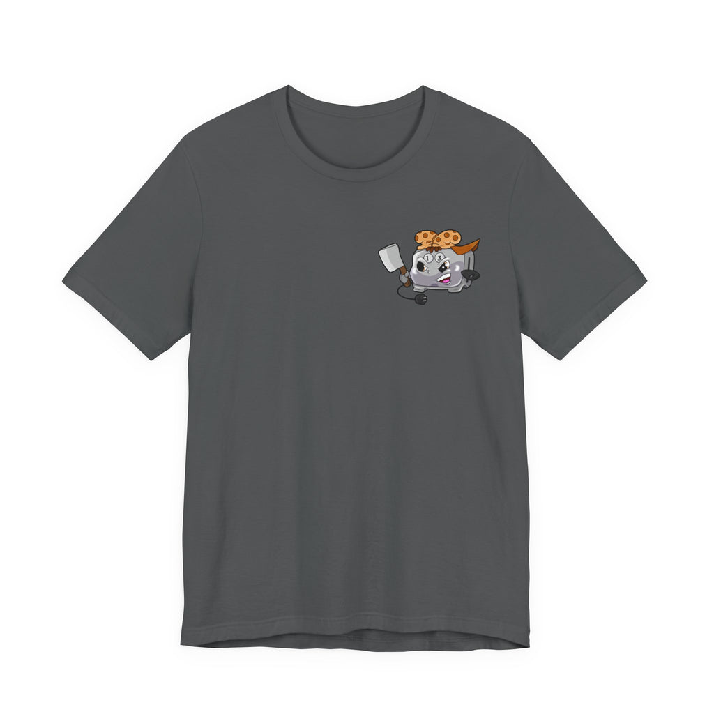 Toaster Chef Cartoon T-Shirt — Cute Toaster with Spatula & Cookie Hat Graphic Tee