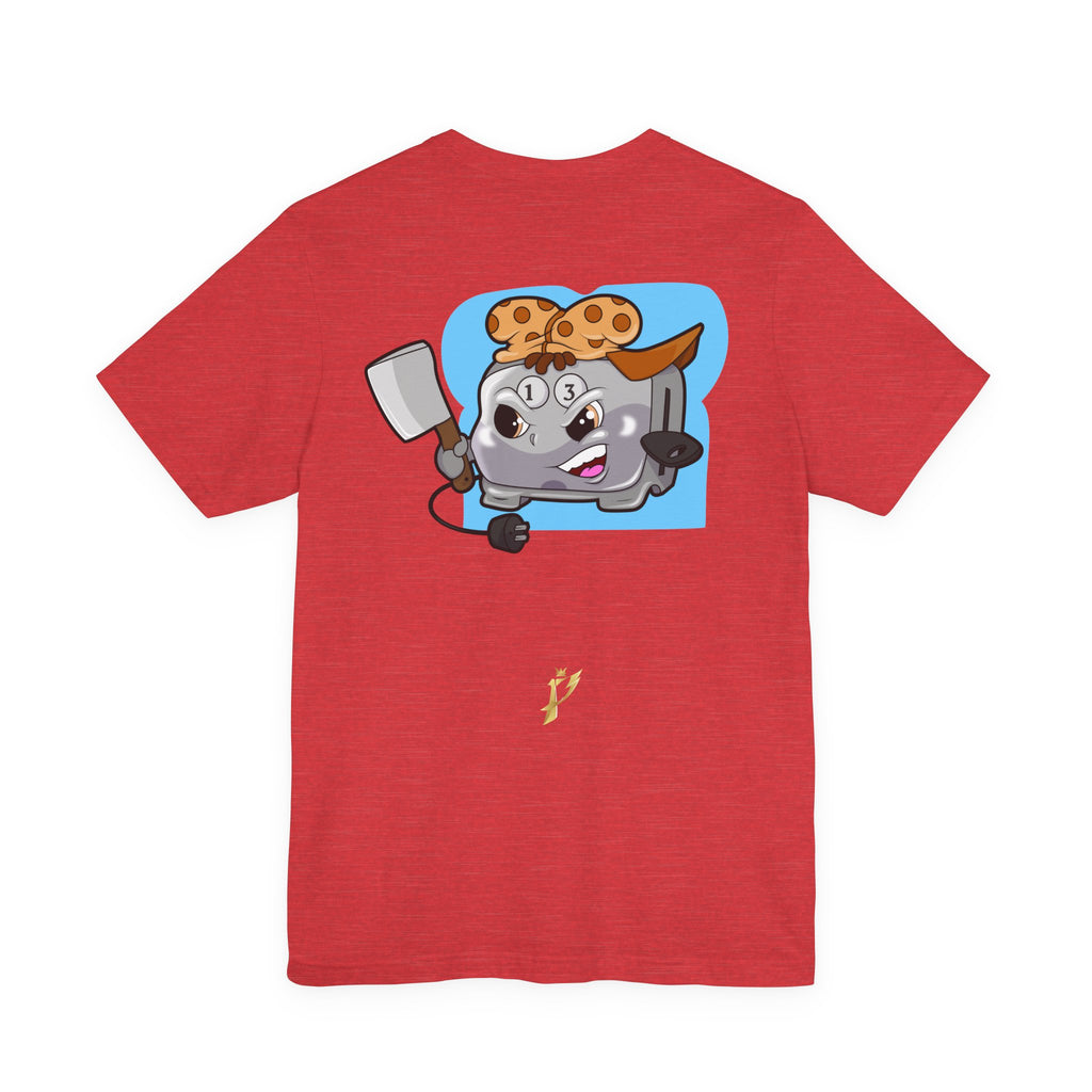 Toaster Chef Cartoon T-Shirt — Cute Toaster with Spatula & Cookie Hat Graphic Tee