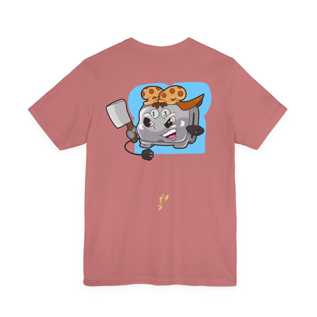 Toaster Chef Cartoon T-Shirt — Cute Toaster with Spatula & Cookie Hat Graphic Tee