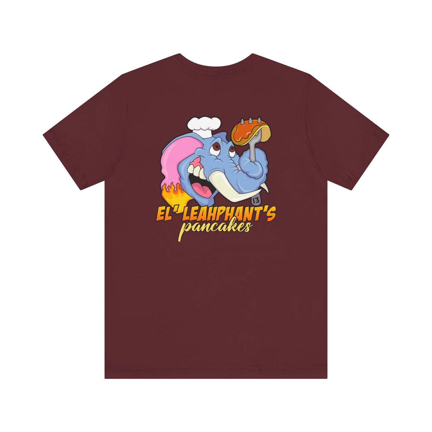 "EL' LEAHPHANT'S" Pancakes w/Logo on Front, Unisex Jersey Short Sleeve Tee