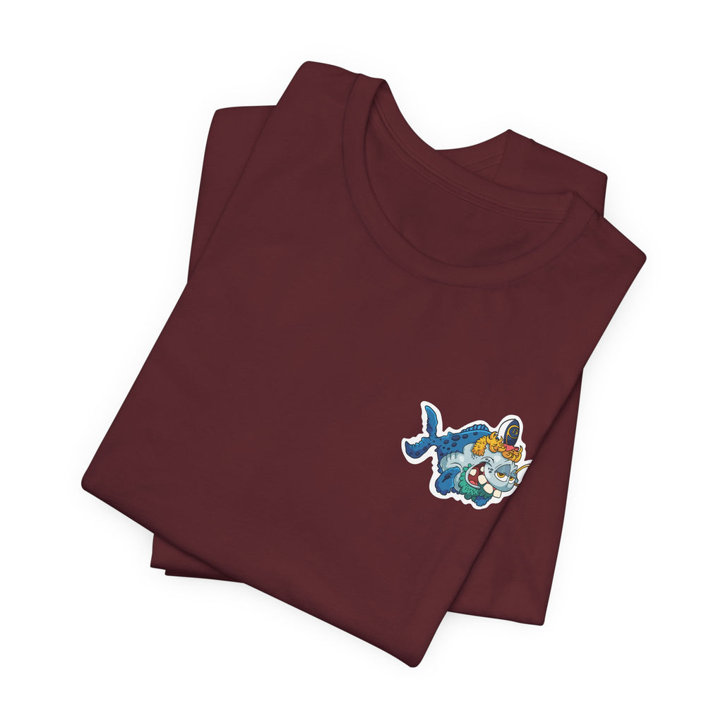 Patriotic Shark Graphic Tee — "Red, Neon & Twang" Vintage Flag Design