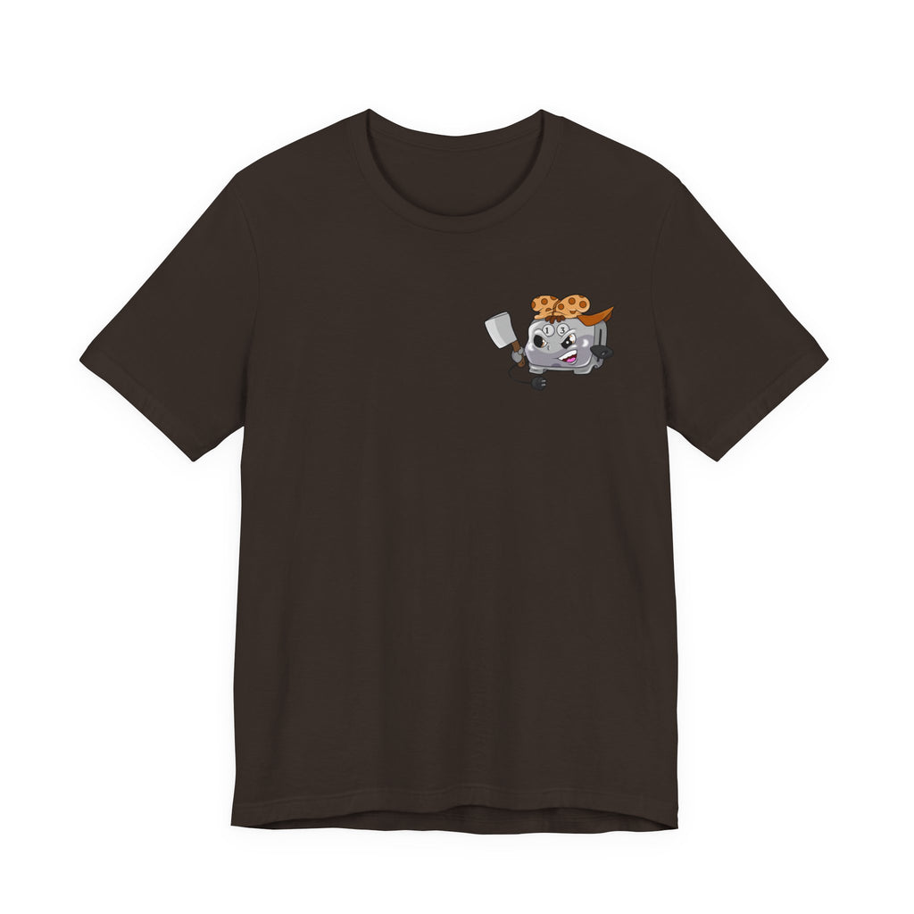 Toaster Chef Cartoon T-Shirt — Cute Toaster with Spatula & Cookie Hat Graphic Tee