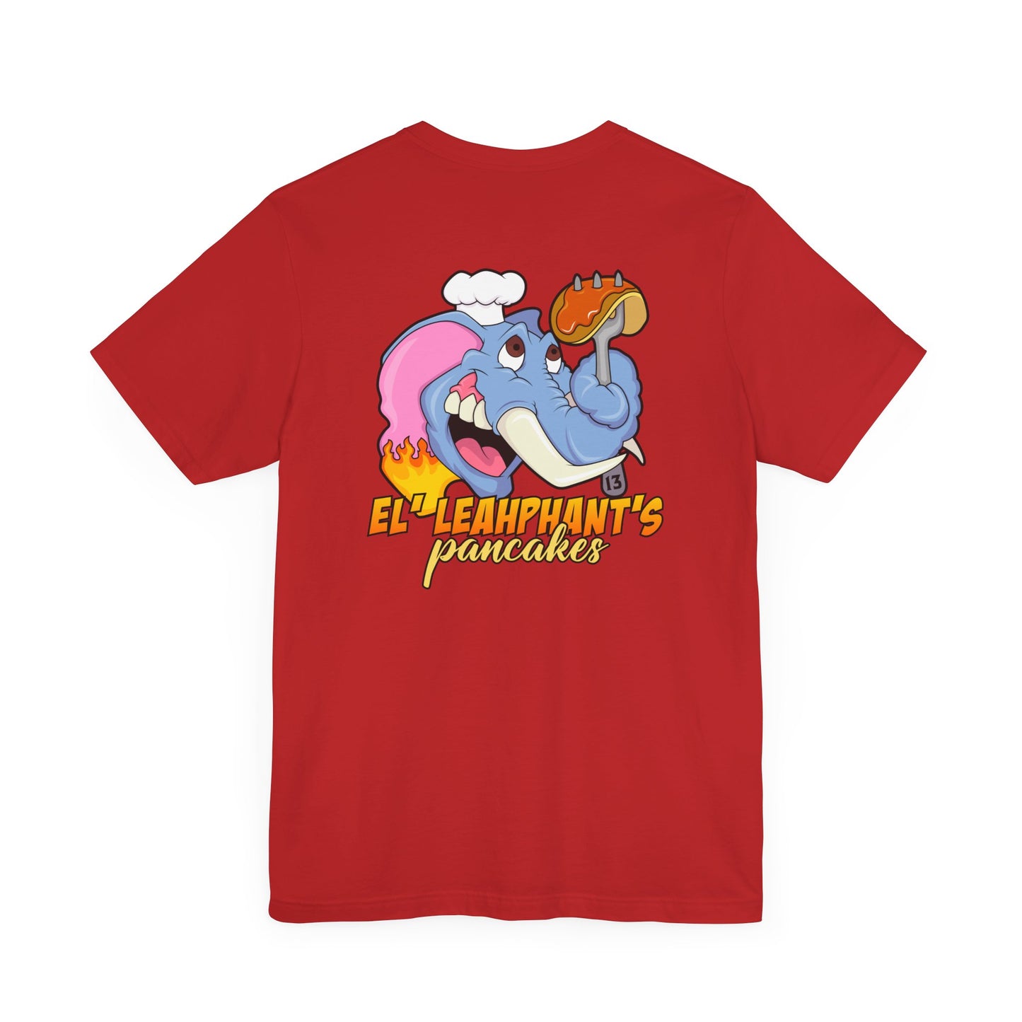 "EL' LEAHPHANT'S" Pancakes w/Logo on Front, Unisex Jersey Short Sleeve Tee