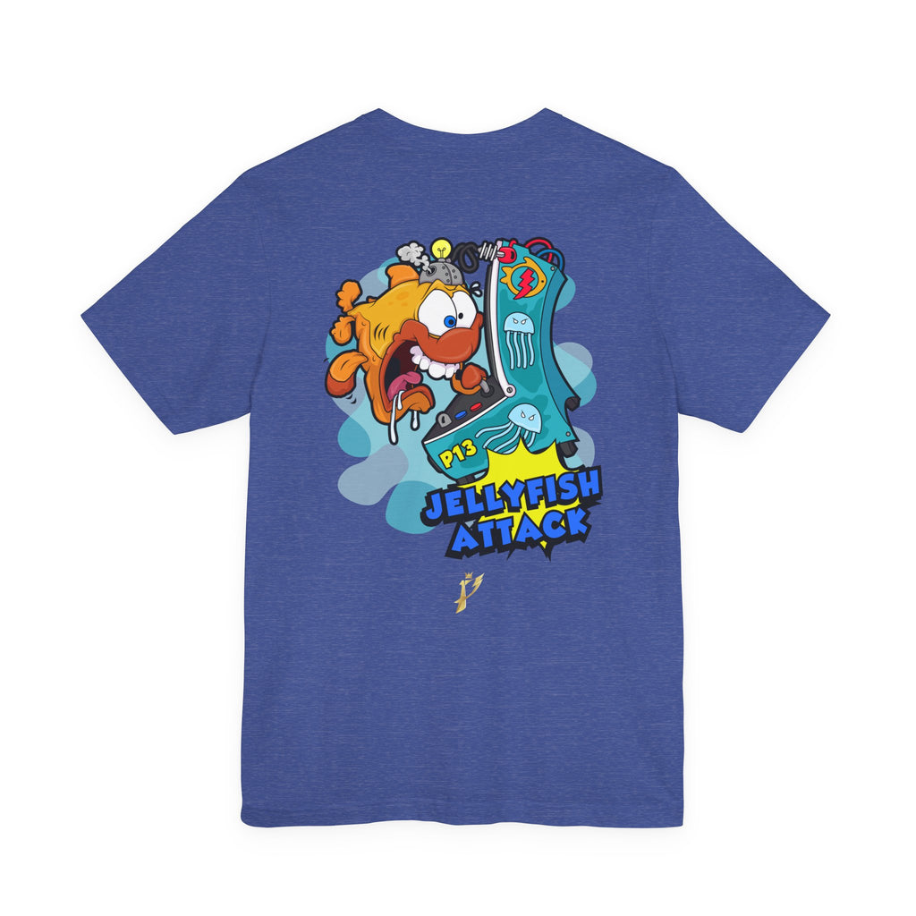 Jellyfish Attack Graphic Tee — Fun Cartoon Surfing Fish Shirt