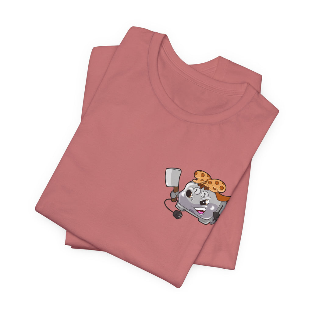 Toaster Chef Cartoon T-Shirt — Cute Toaster with Spatula & Cookie Hat Graphic Tee