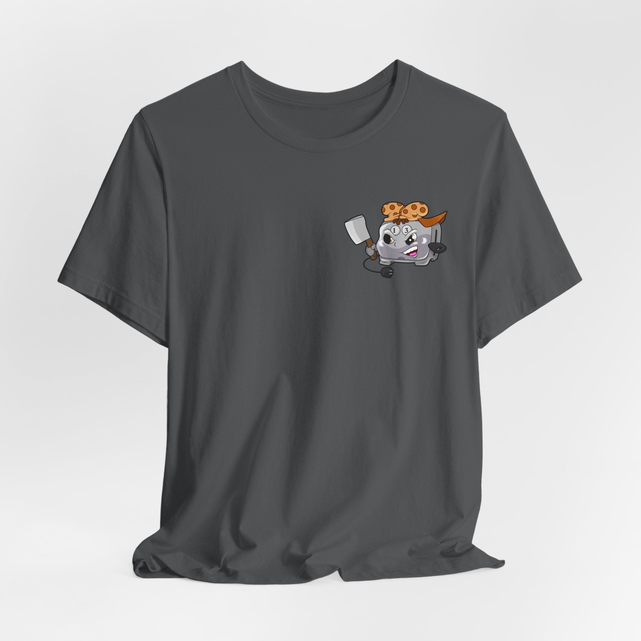 Toaster Chef Cartoon T-Shirt — Cute Toaster with Spatula & Cookie Hat Graphic Tee