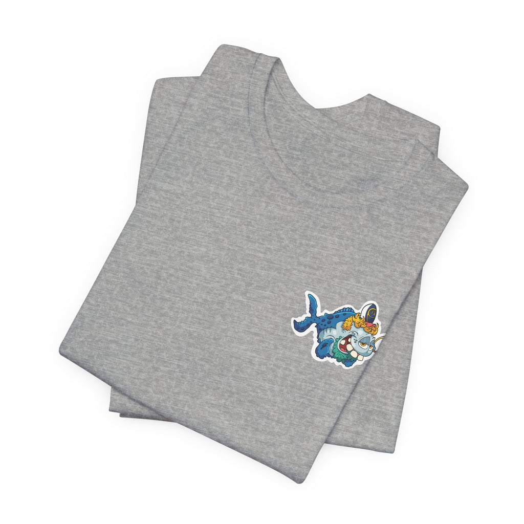 Patriotic Shark Graphic Tee — "Red, Neon & Twang" Vintage Flag Design