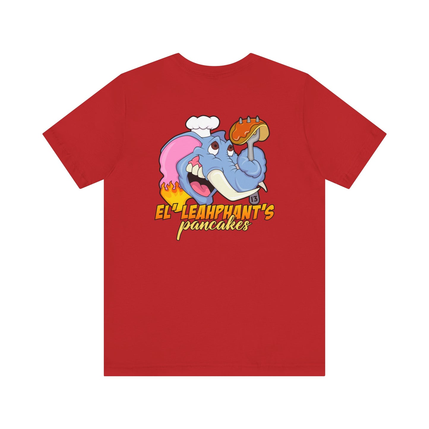 "EL' LEAHPHANT'S" Pancakes w/Logo on Front, Unisex Jersey Short Sleeve Tee