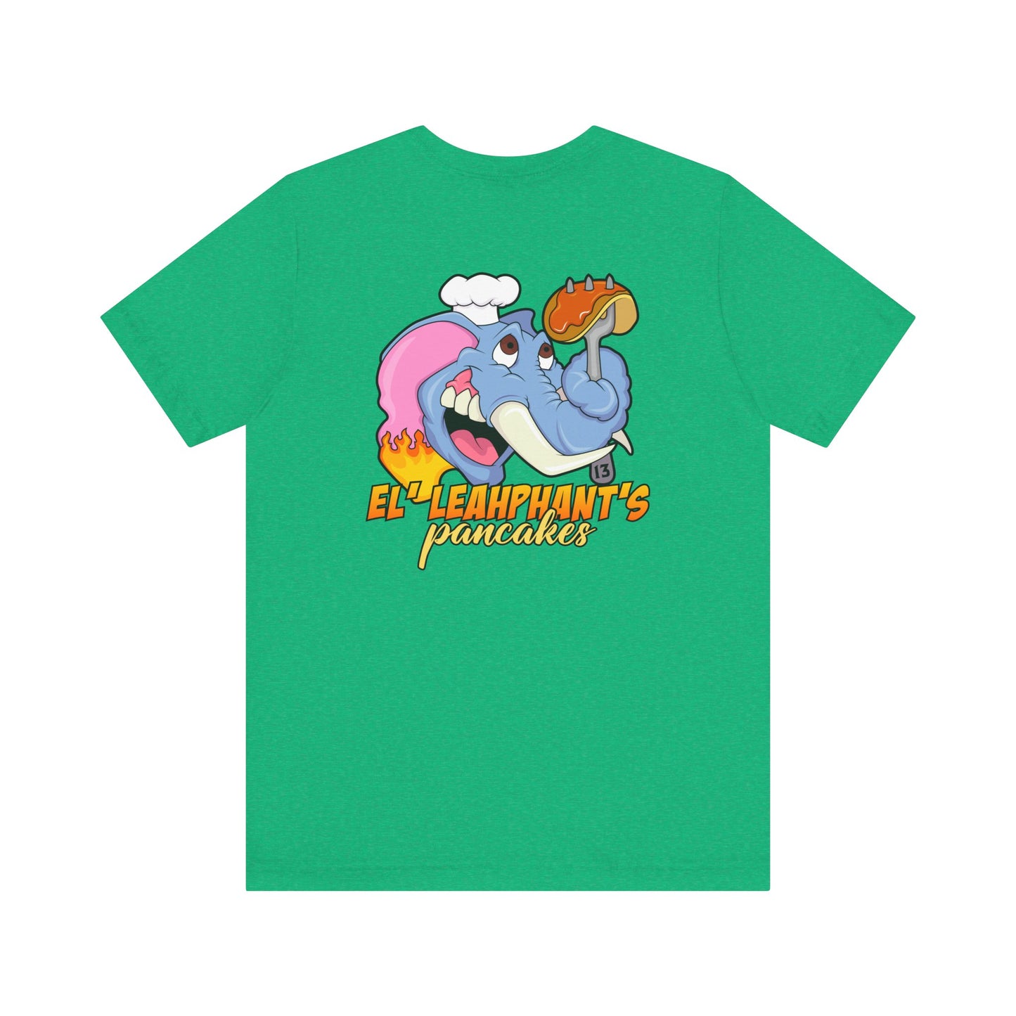 "EL' LEAHPHANT'S" Pancakes w/Logo on Front, Unisex Jersey Short Sleeve Tee