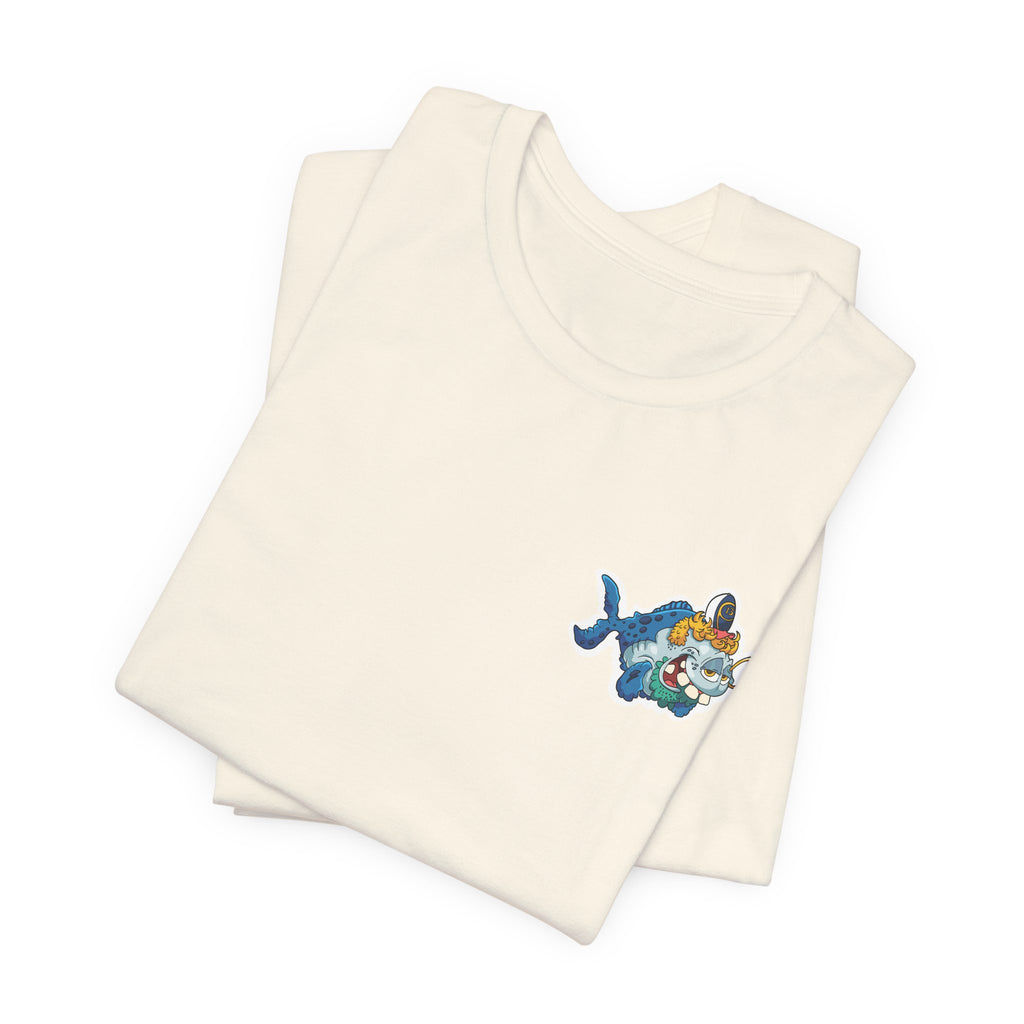 Patriotic Shark Graphic Tee — "Red, Neon & Twang" Vintage Flag Design