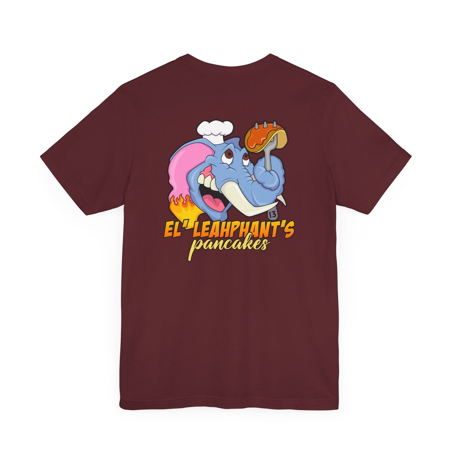 "EL' LEAHPHANT'S" Pancakes w/Logo on Front, Unisex Jersey Short Sleeve Tee