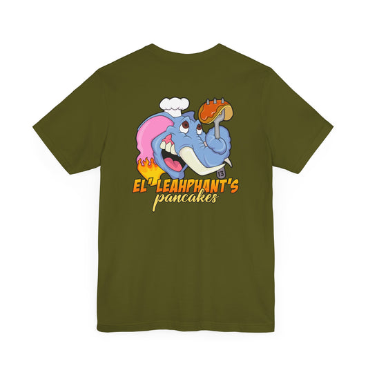 "EL' LEAHPHANT'S" Pancakes w/Logo on Front, Unisex Jersey Short Sleeve Tee