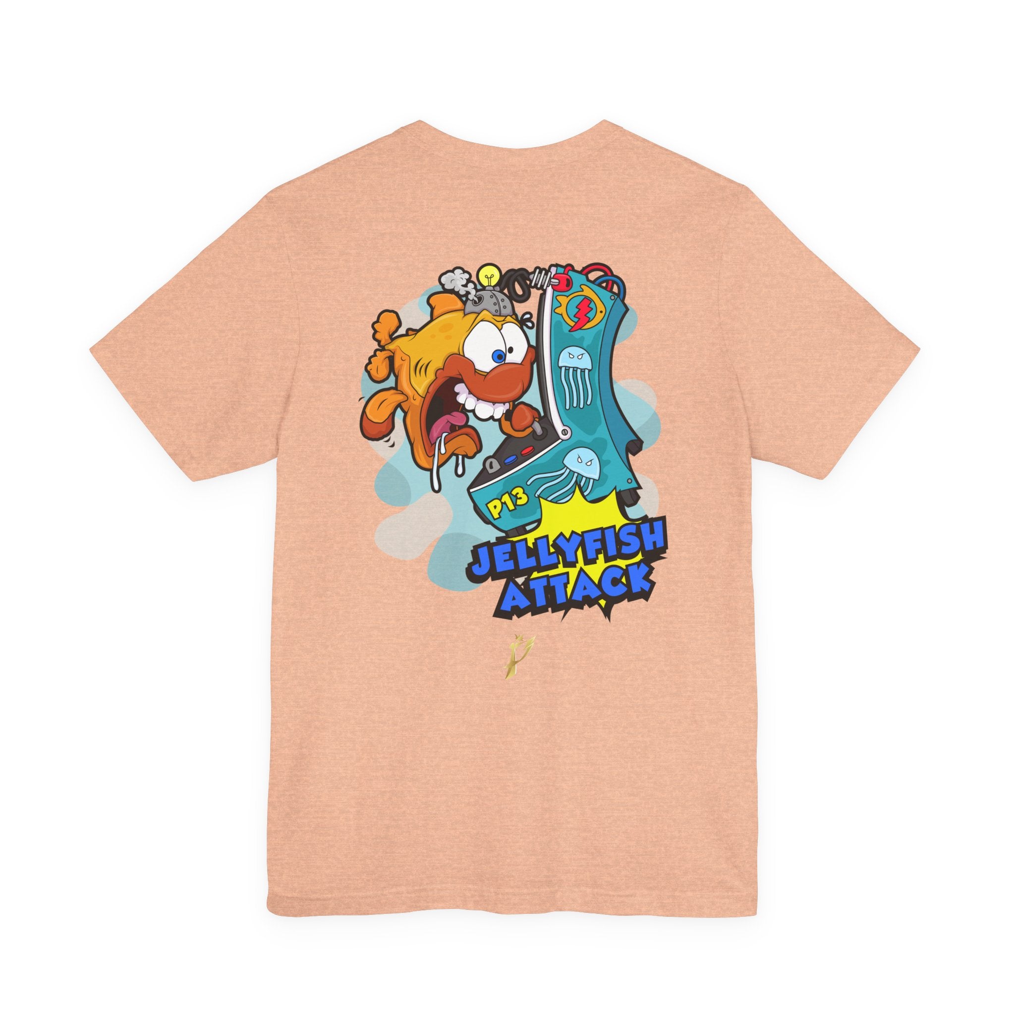 Jellyfish Attack Graphic Tee — Fun Cartoon Surfing Fish Shirt