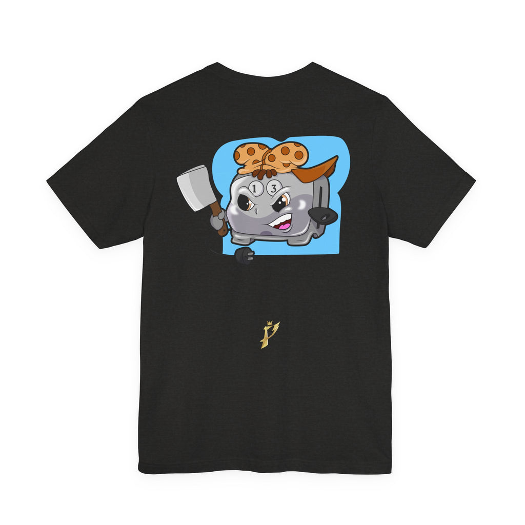 Toaster Chef Cartoon T-Shirt — Cute Toaster with Spatula & Cookie Hat Graphic Tee