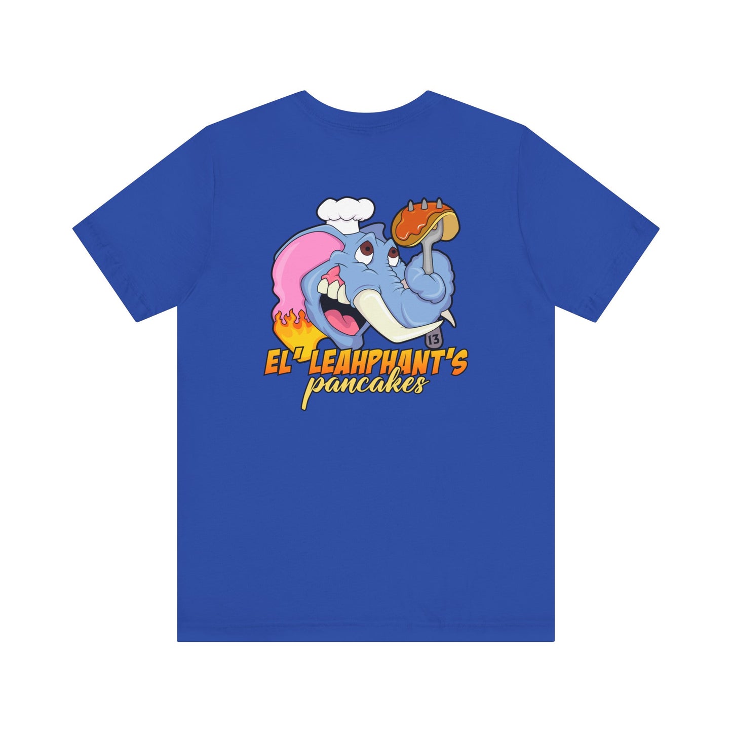 "EL' LEAHPHANT'S" Pancakes w/Logo on Front, Unisex Jersey Short Sleeve Tee