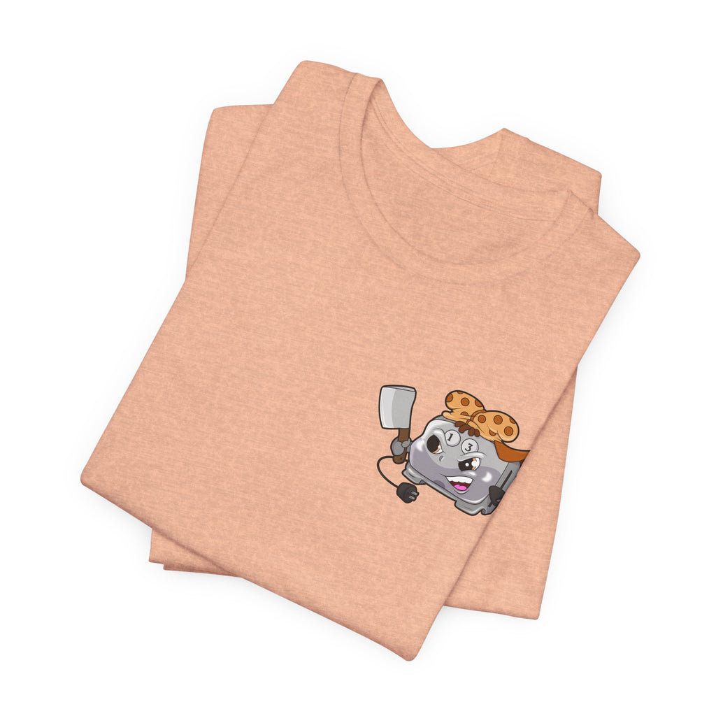 Toaster Chef Cartoon T-Shirt — Cute Toaster with Spatula & Cookie Hat Graphic Tee