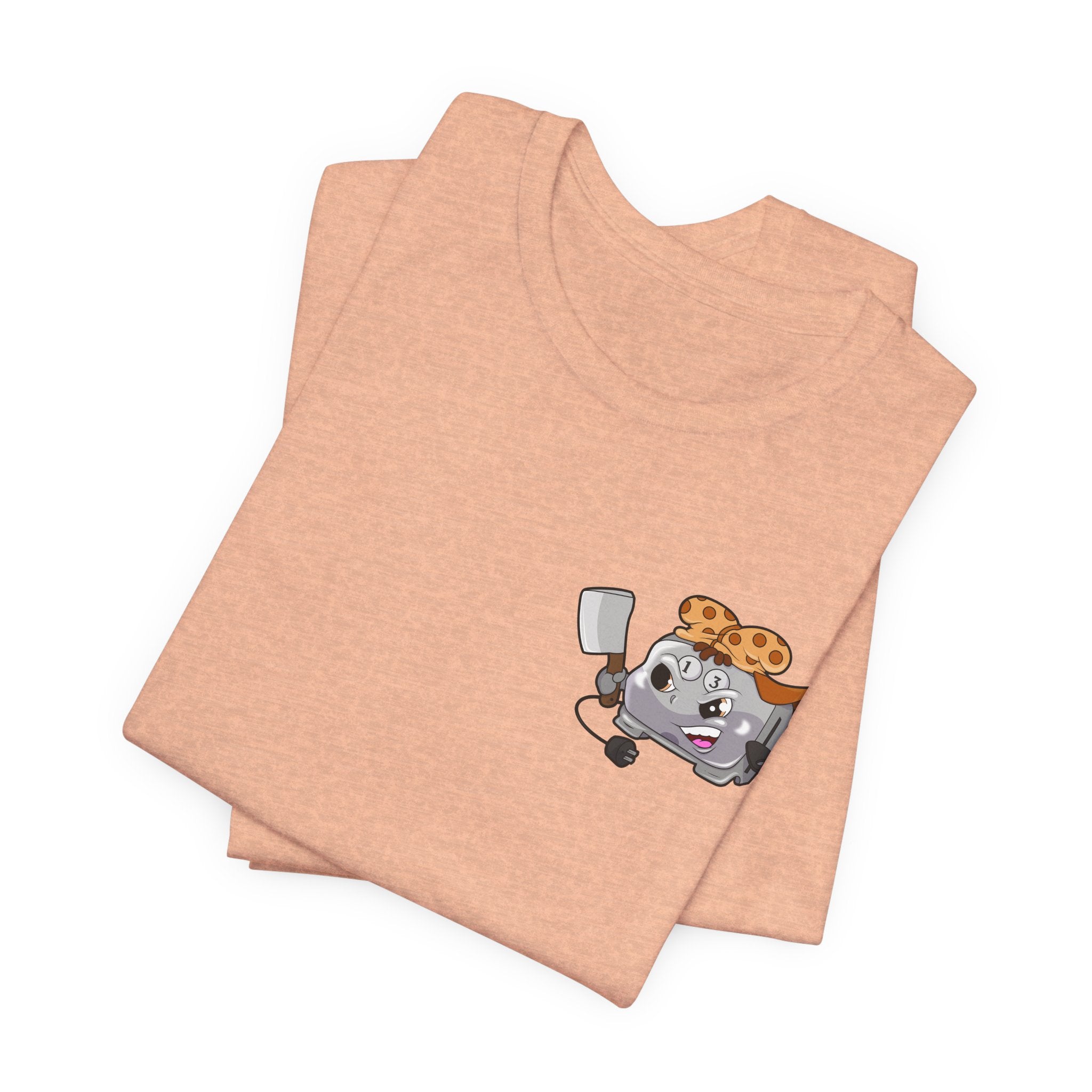 Toaster Chef Cartoon T-Shirt — Cute Toaster with Spatula & Cookie Hat Graphic Tee
