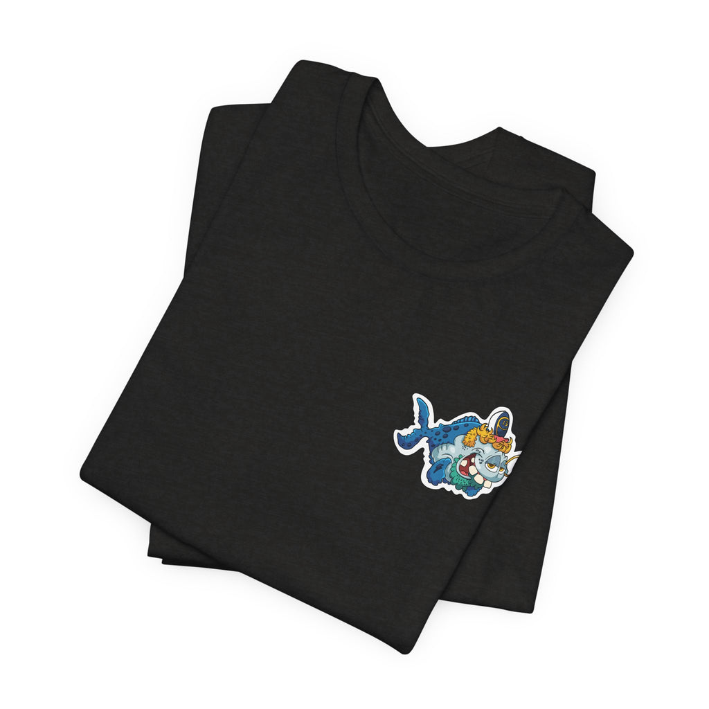 Patriotic Shark Graphic Tee — "Red, Neon & Twang" Vintage Flag Design