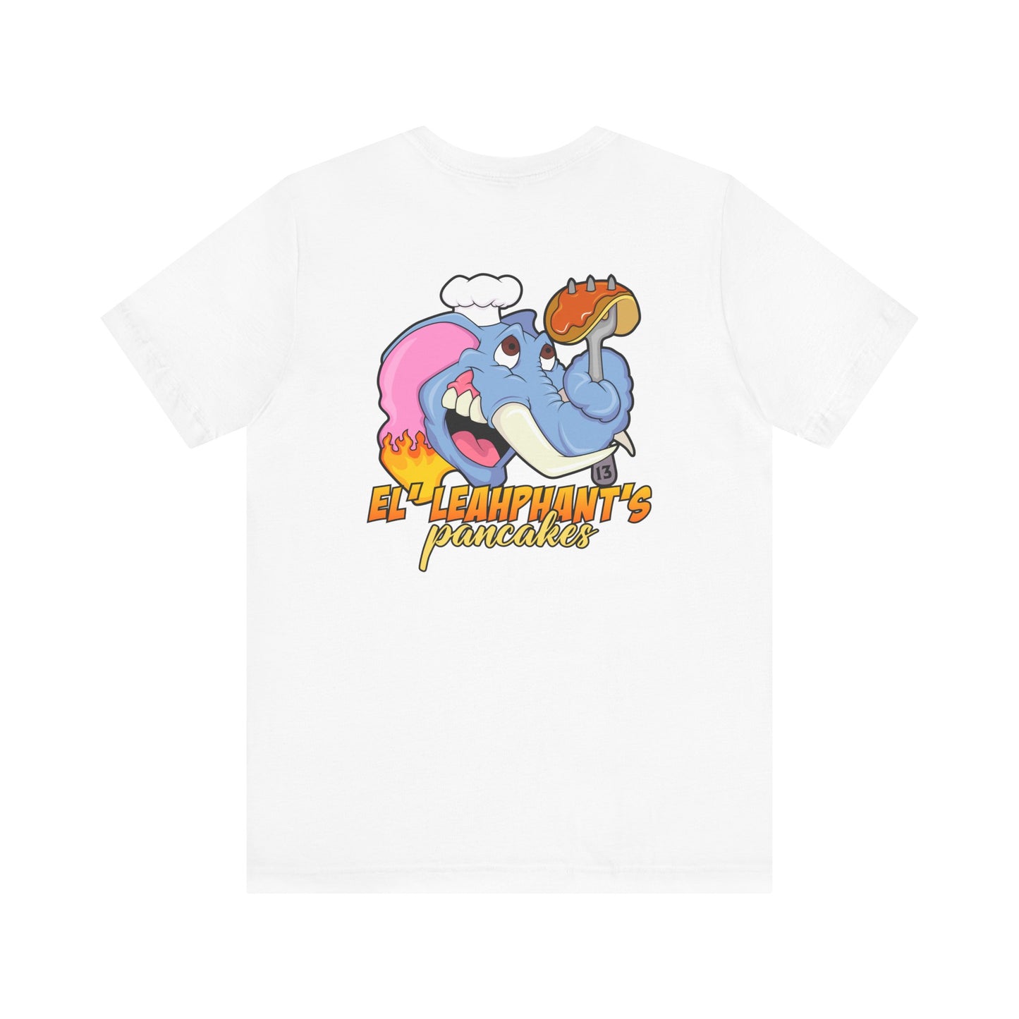 "EL' LEAHPHANT'S" Pancakes w/Logo on Front, Unisex Jersey Short Sleeve Tee