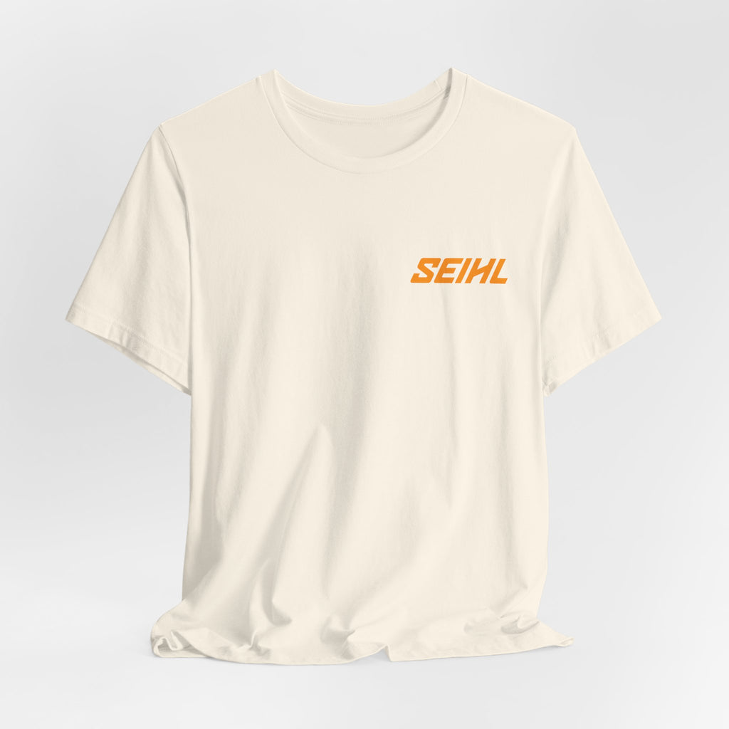 Chainsaw Seihl Cartoon Tee — 'SEIHL' Graphic Short Sleeve T-Shirt
