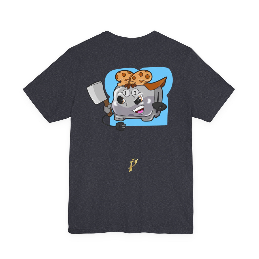 Toaster Chef Cartoon T-Shirt — Cute Toaster with Spatula & Cookie Hat Graphic Tee