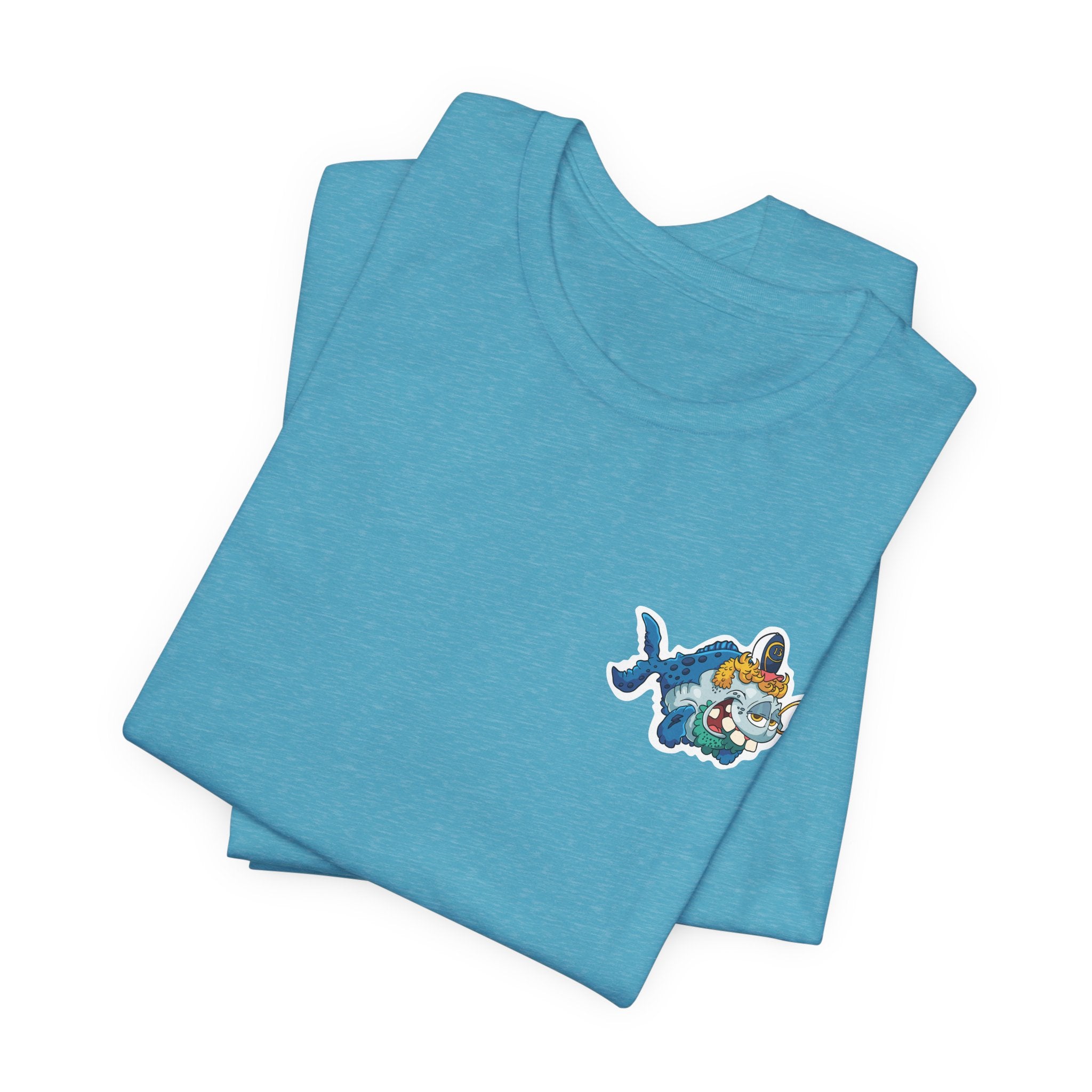 Patriotic Shark Graphic Tee — "Red, Neon & Twang" Vintage Flag Design