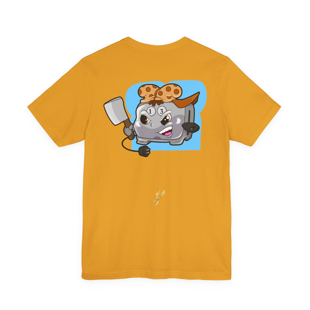 Toaster Chef Cartoon T-Shirt — Cute Toaster with Spatula & Cookie Hat Graphic Tee