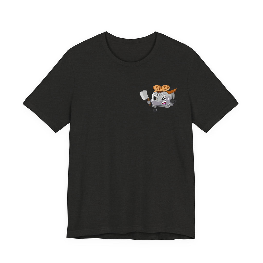 Toaster Chef Cartoon T-Shirt — Cute Toaster with Spatula & Cookie Hat Graphic Tee