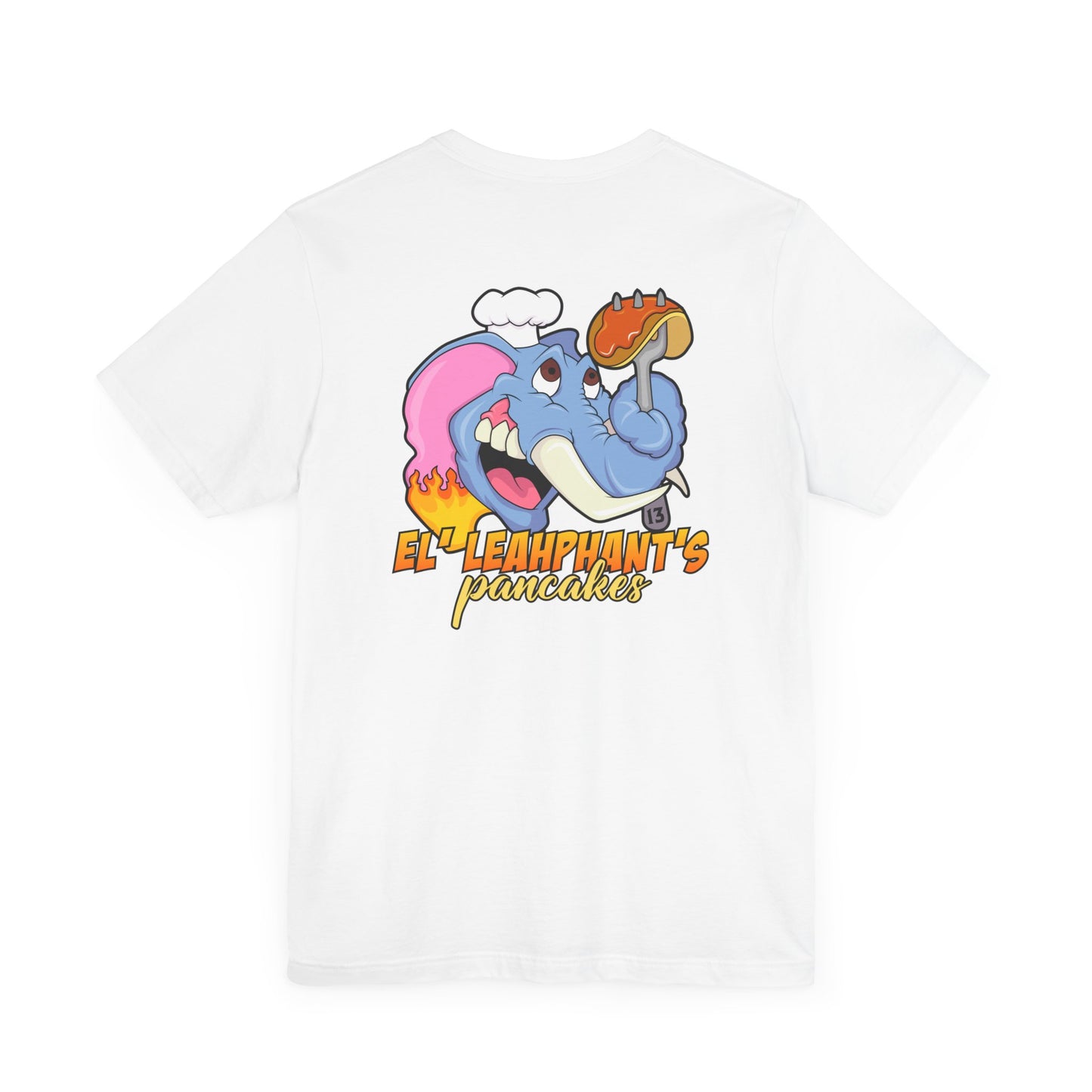 "EL' LEAHPHANT'S" Pancakes w/Logo on Front, Unisex Jersey Short Sleeve Tee