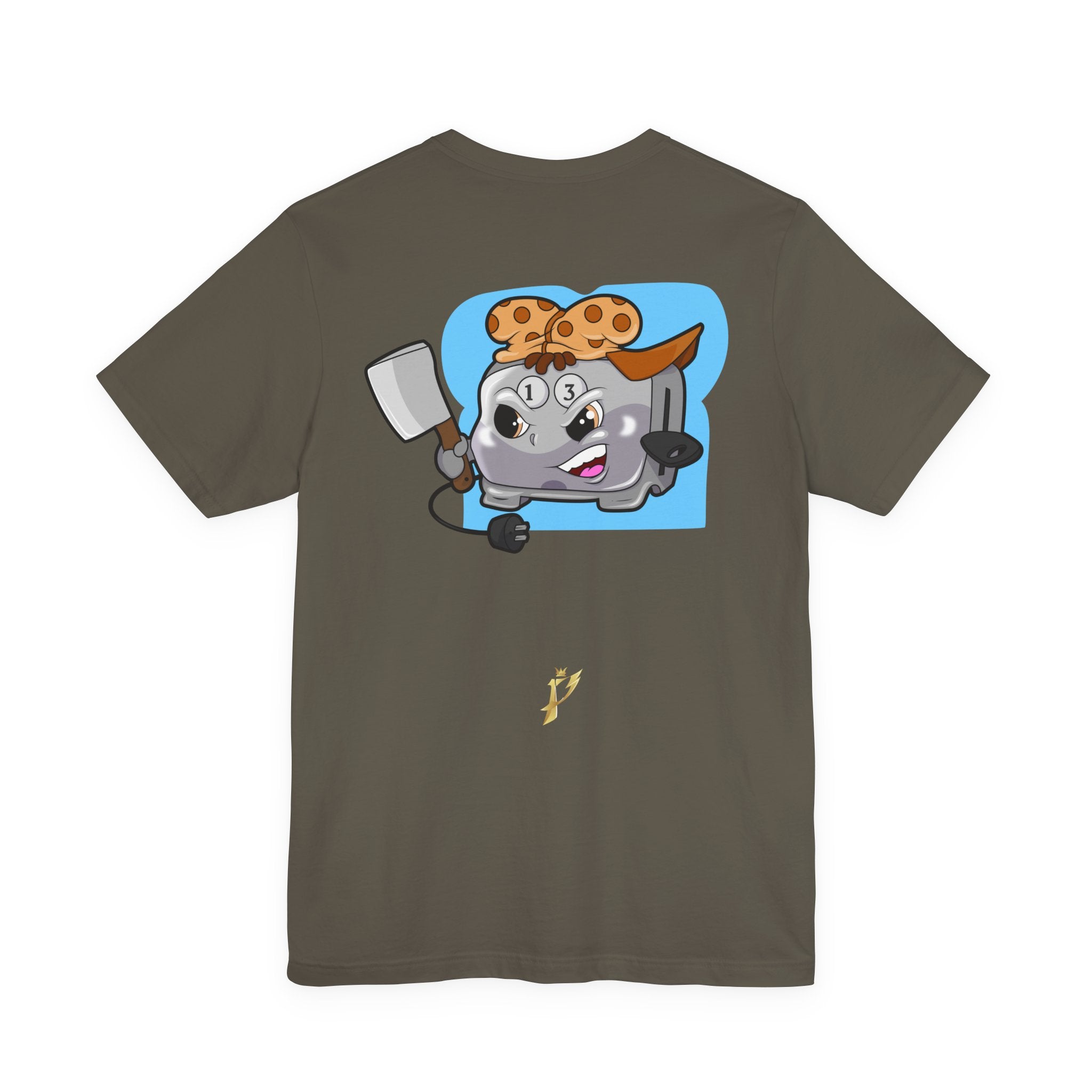 Toaster Chef Cartoon T-Shirt — Cute Toaster with Spatula & Cookie Hat Graphic Tee