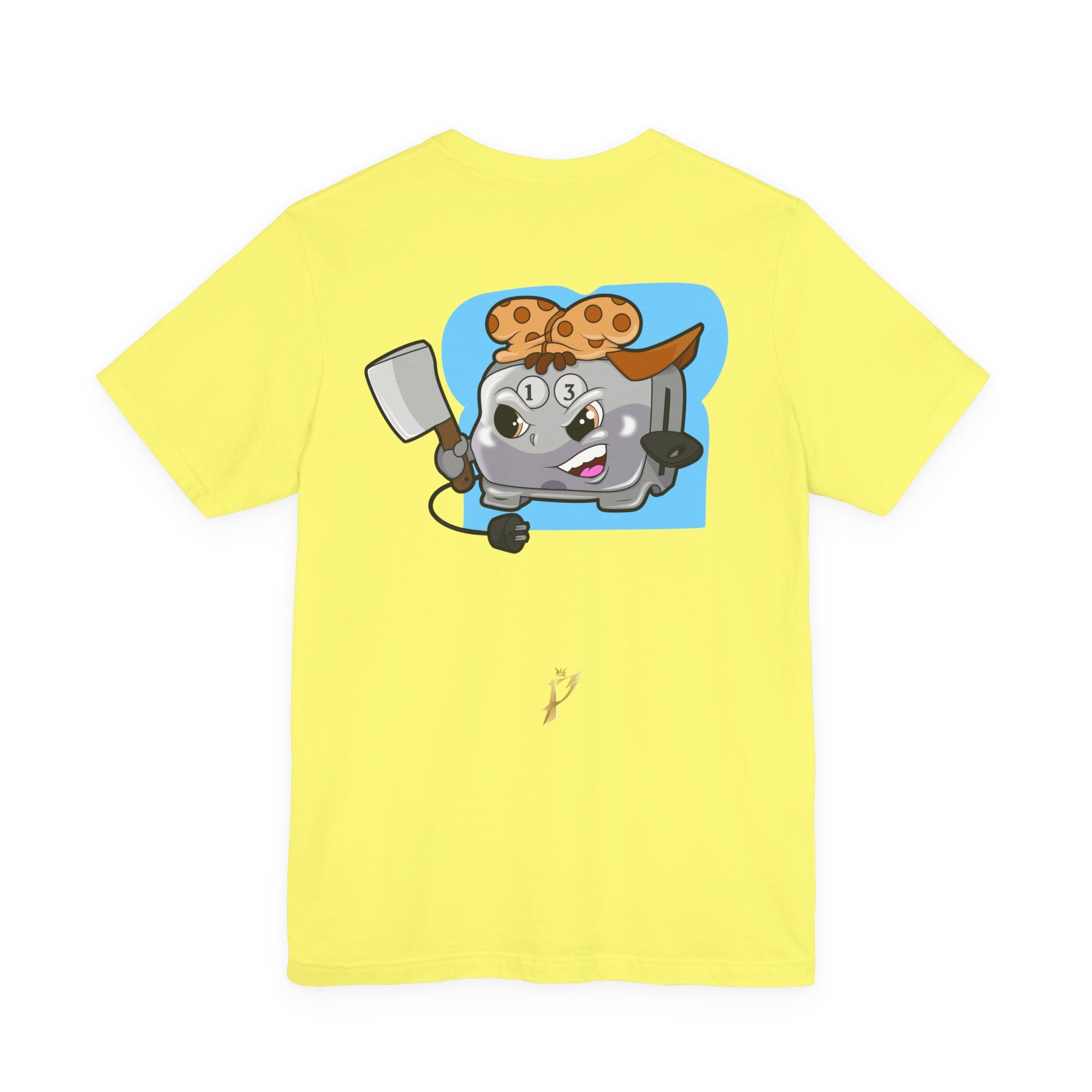 Toaster Chef Cartoon T-Shirt — Cute Toaster with Spatula & Cookie Hat Graphic Tee