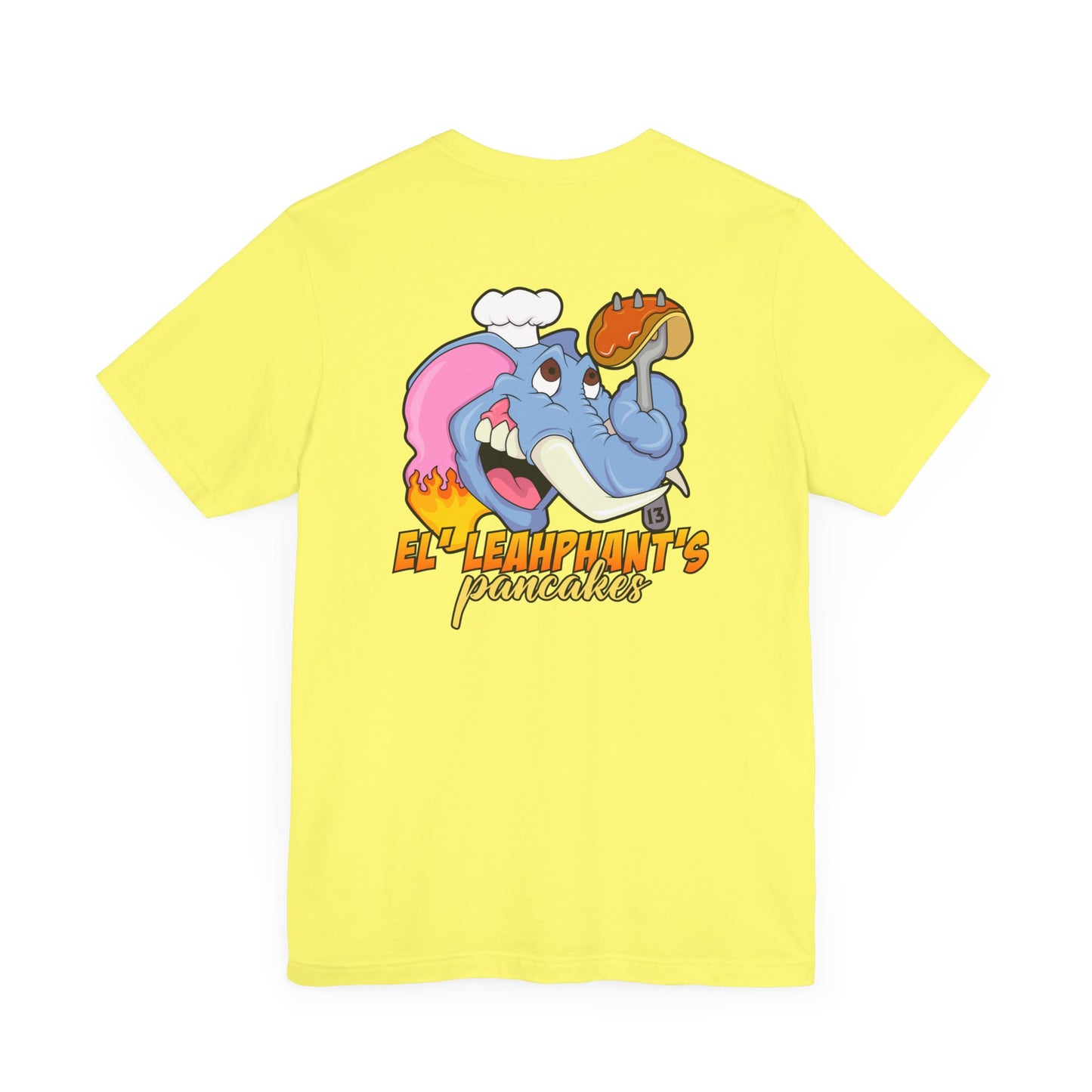 "EL' LEAHPHANT'S" Pancakes w/Logo on Front, Unisex Jersey Short Sleeve Tee