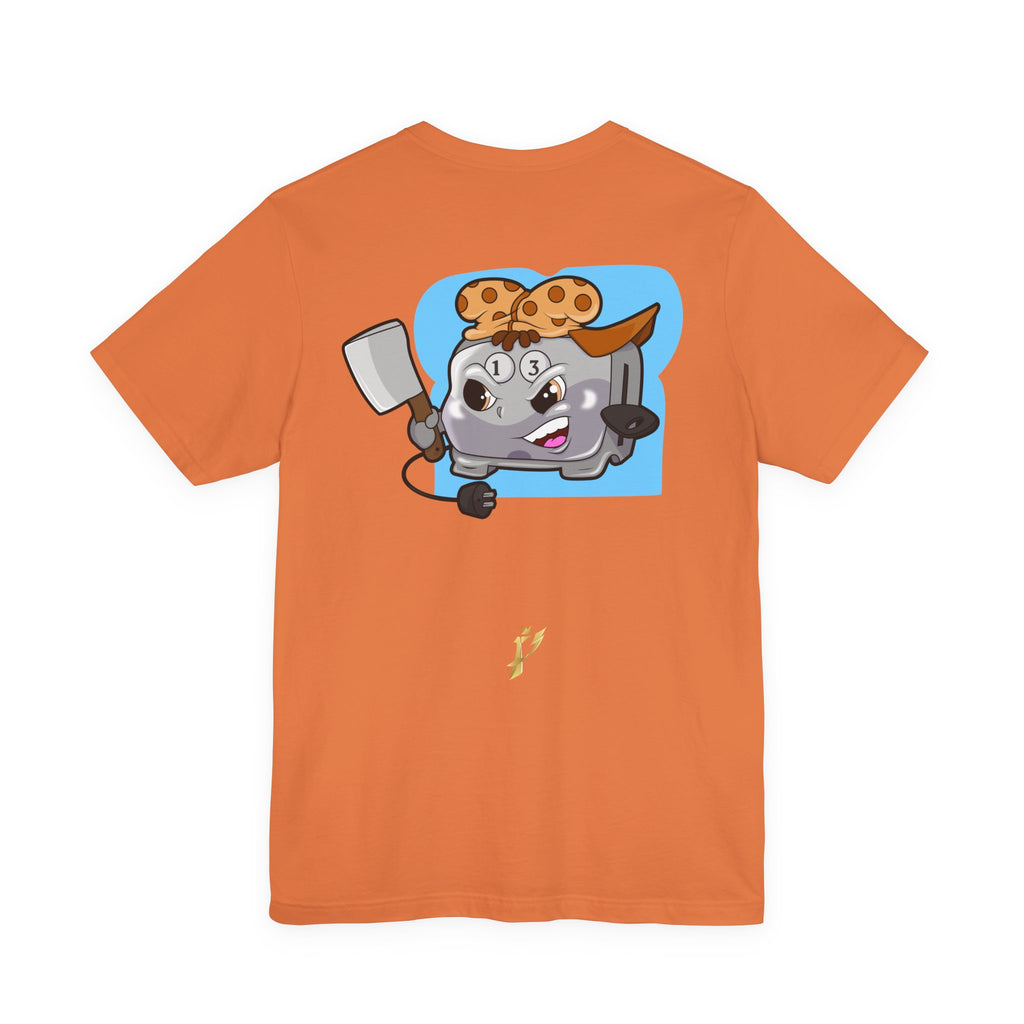 Toaster Chef Cartoon T-Shirt — Cute Toaster with Spatula & Cookie Hat Graphic Tee